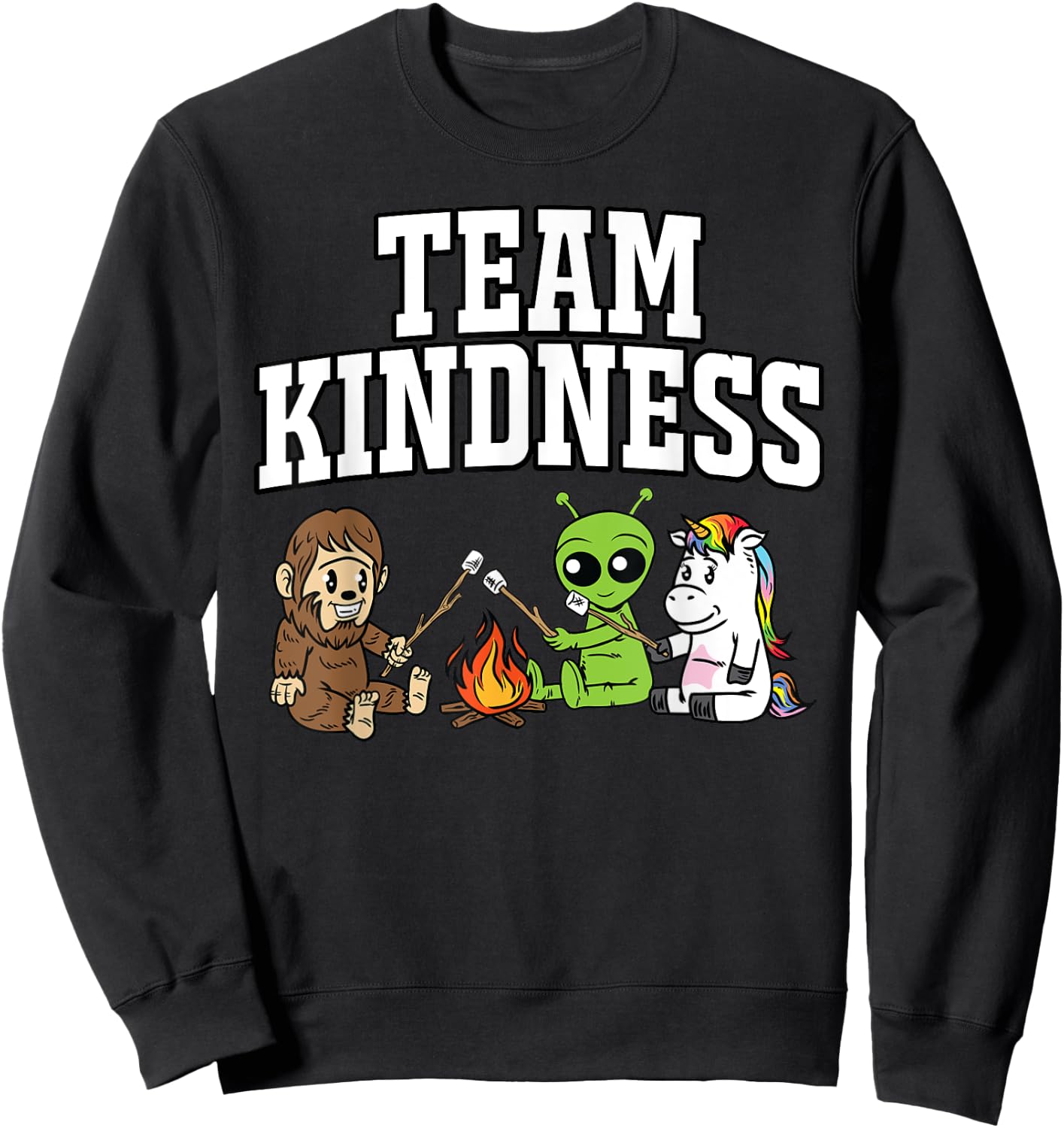 Team Kindness Sasquatch Alien Unicorn Teacher Shirt Gift Men Women Kids Sweatshirt - Sweatshirt | Black