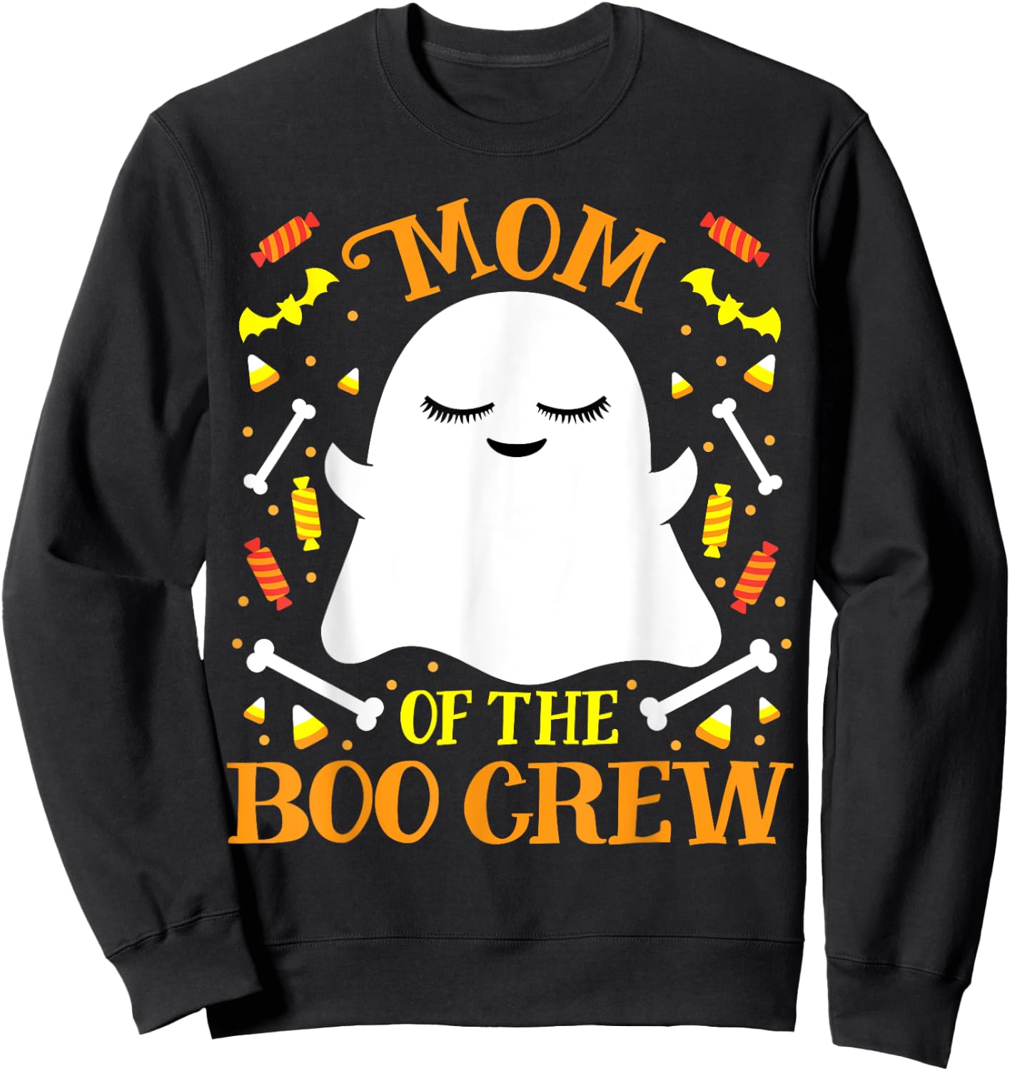 Mom Boo Crew Ghost Matching Family Set Mommy Halloween Sweatshirt - Sweatshirt | Black