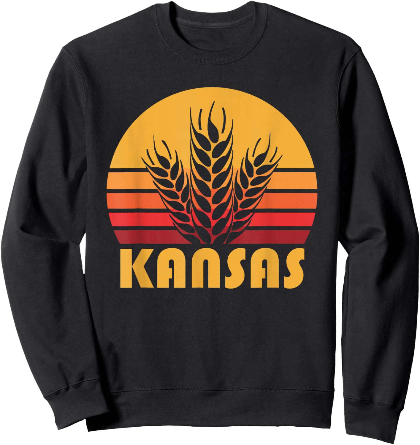 Retro Kansas Wheat Shirt, Vintage Grain Farming Gift Sweatshirt - Sweatshirt | Black