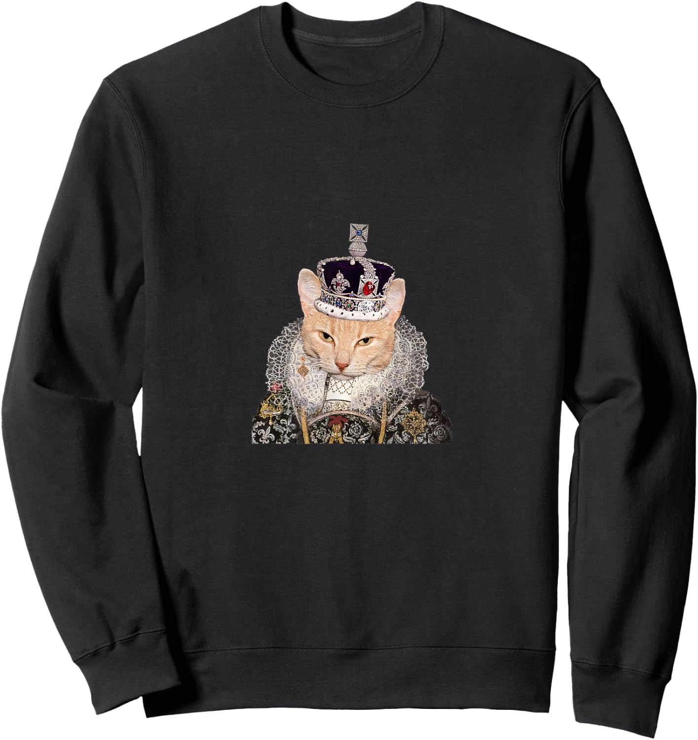 Tudor Cat With Crown Shirt Men Women Girls Kids Sweatshirt - Sweatshirt | Black