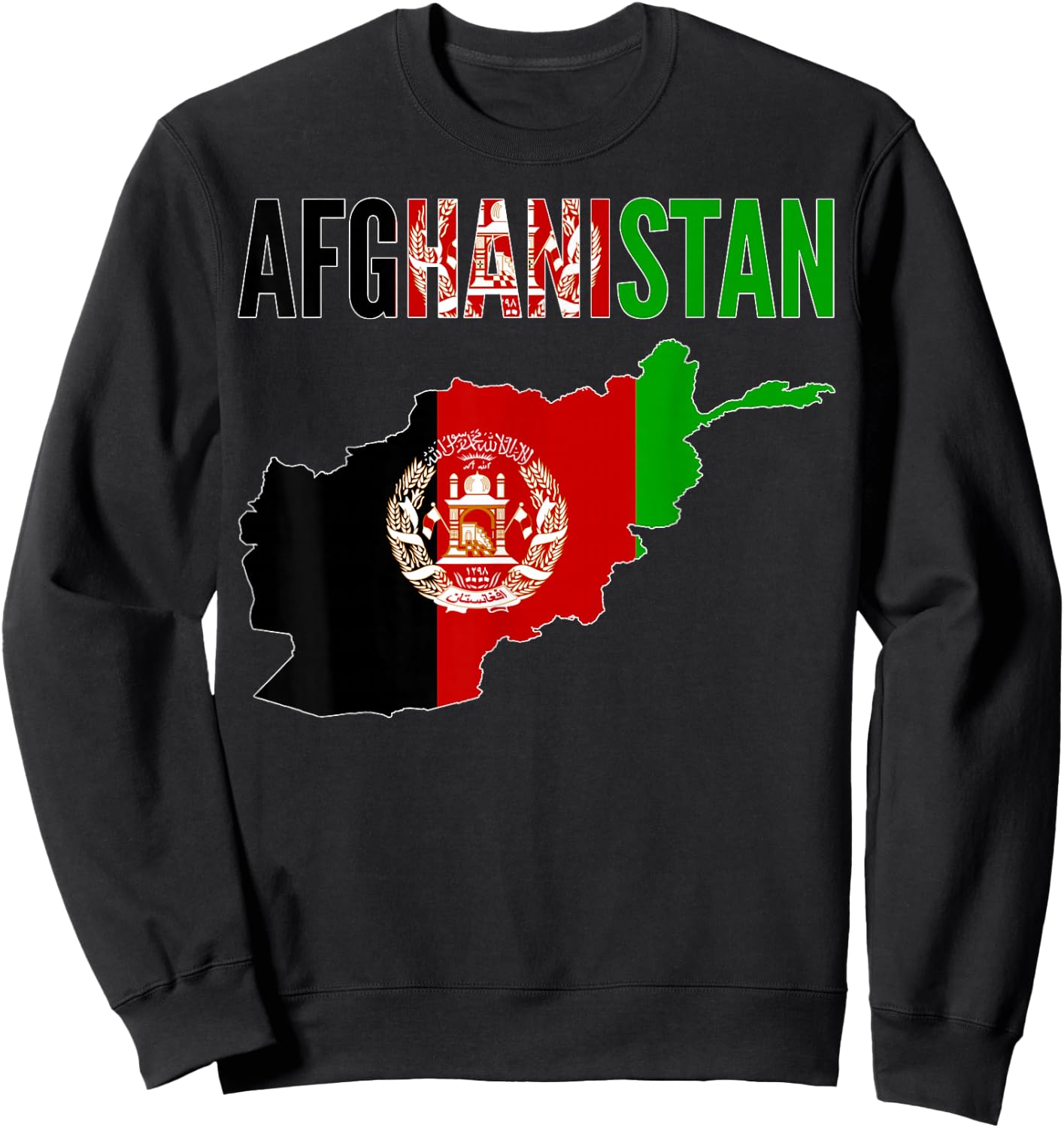Afghan - Afghanistan Country Map Flag Sweatshirt - Sweatshirt | Black