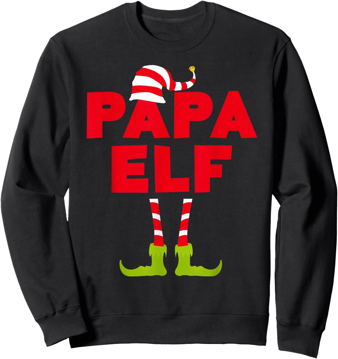 Papa Elf Shirt Men Matching Elf Papa Christmas Pajamas Sweatshirt - Sweatshirt | Black