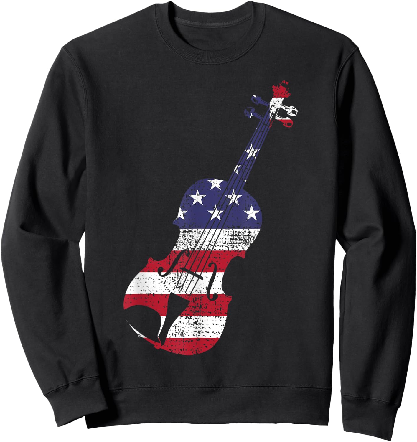 Violin USA Flag America Music Teacher Kids Men Sweatshirt - Sweatshirt | Black