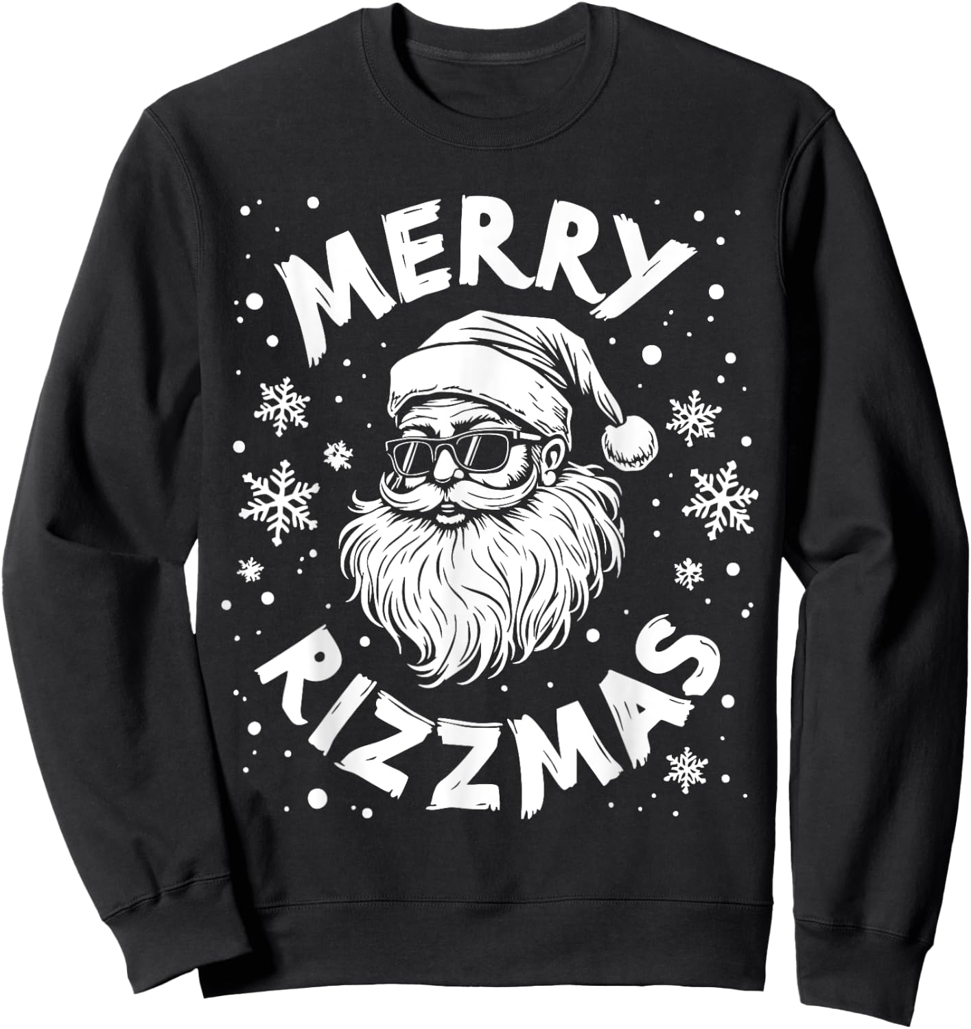 Merry Rizzmas Kids Teens School Funny Christmas Santa Claus Sweatshirt - Sweatshirt | Black