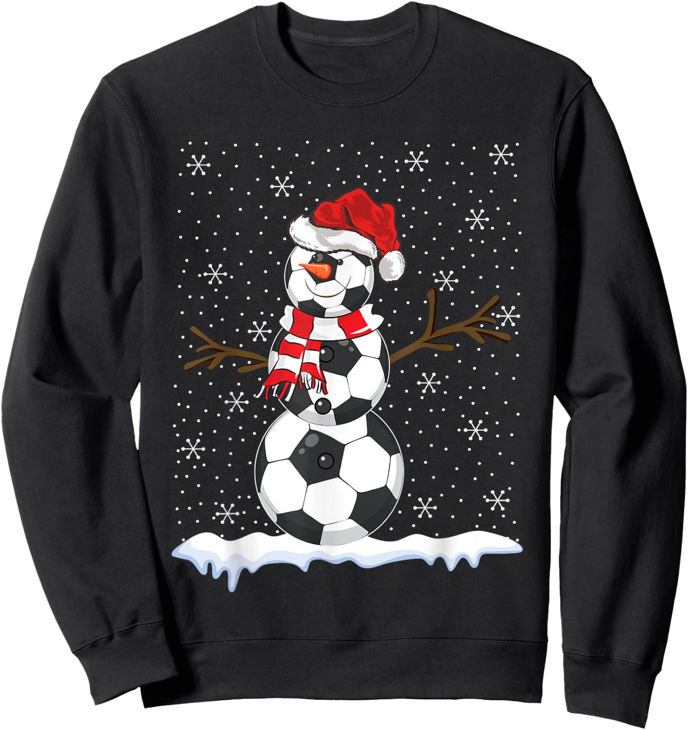 Ugly Sweater Style Snowman Soccer Ball Christmas Sweatshirt - Sweatshirt | Black