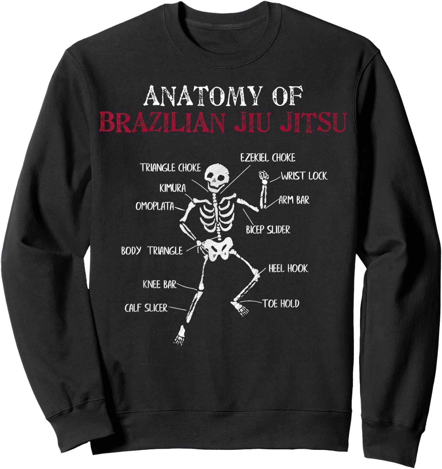 MMA Grappling Anatomy of BJJ Brazilian Jiu Jitsu Sweatshirt - Sweatshirt | Black