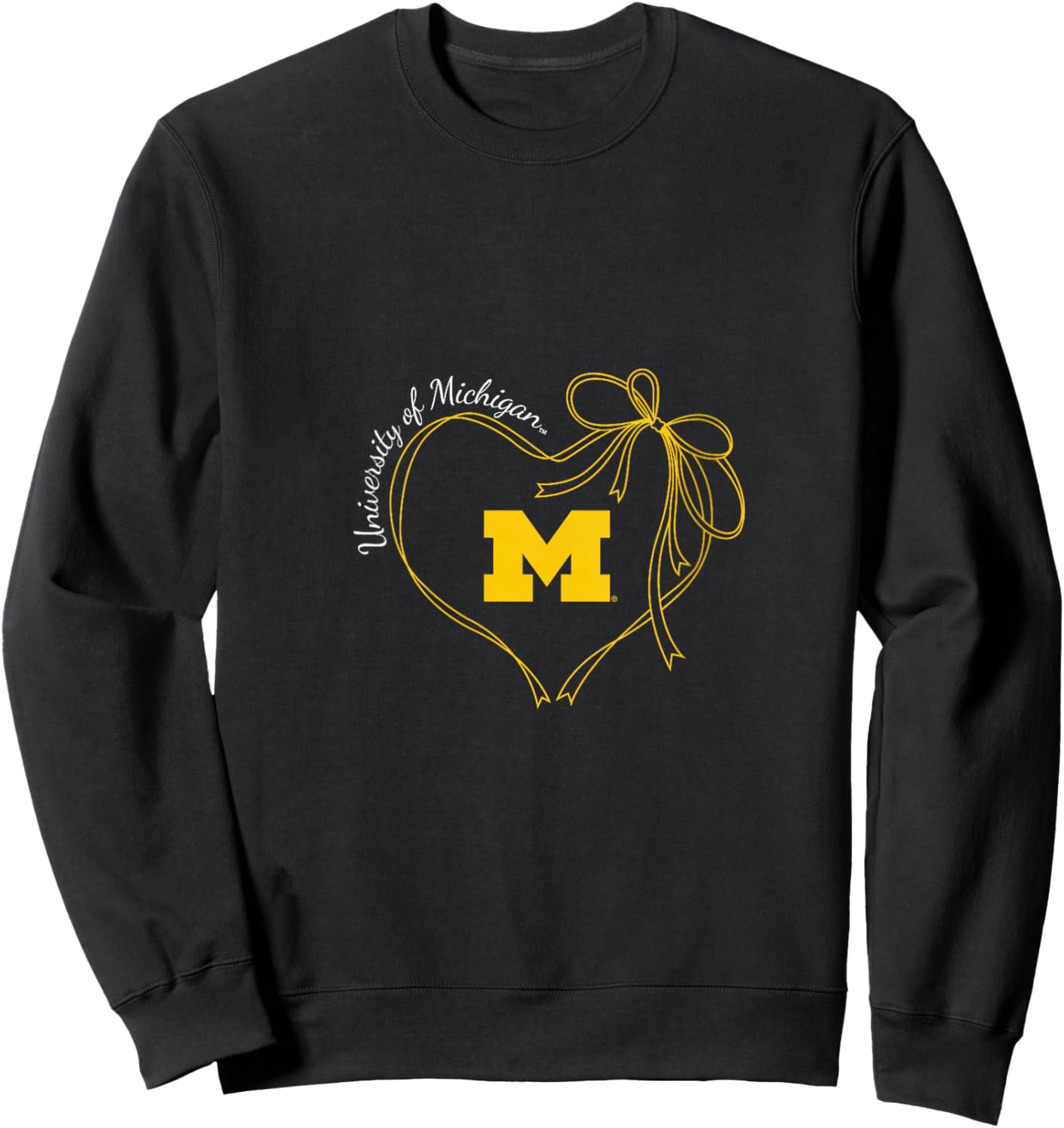 Michigan Wolverines Bow Heart Navy Officially Licensed V-Neck Sweatshirt - Sweatshirt | Black