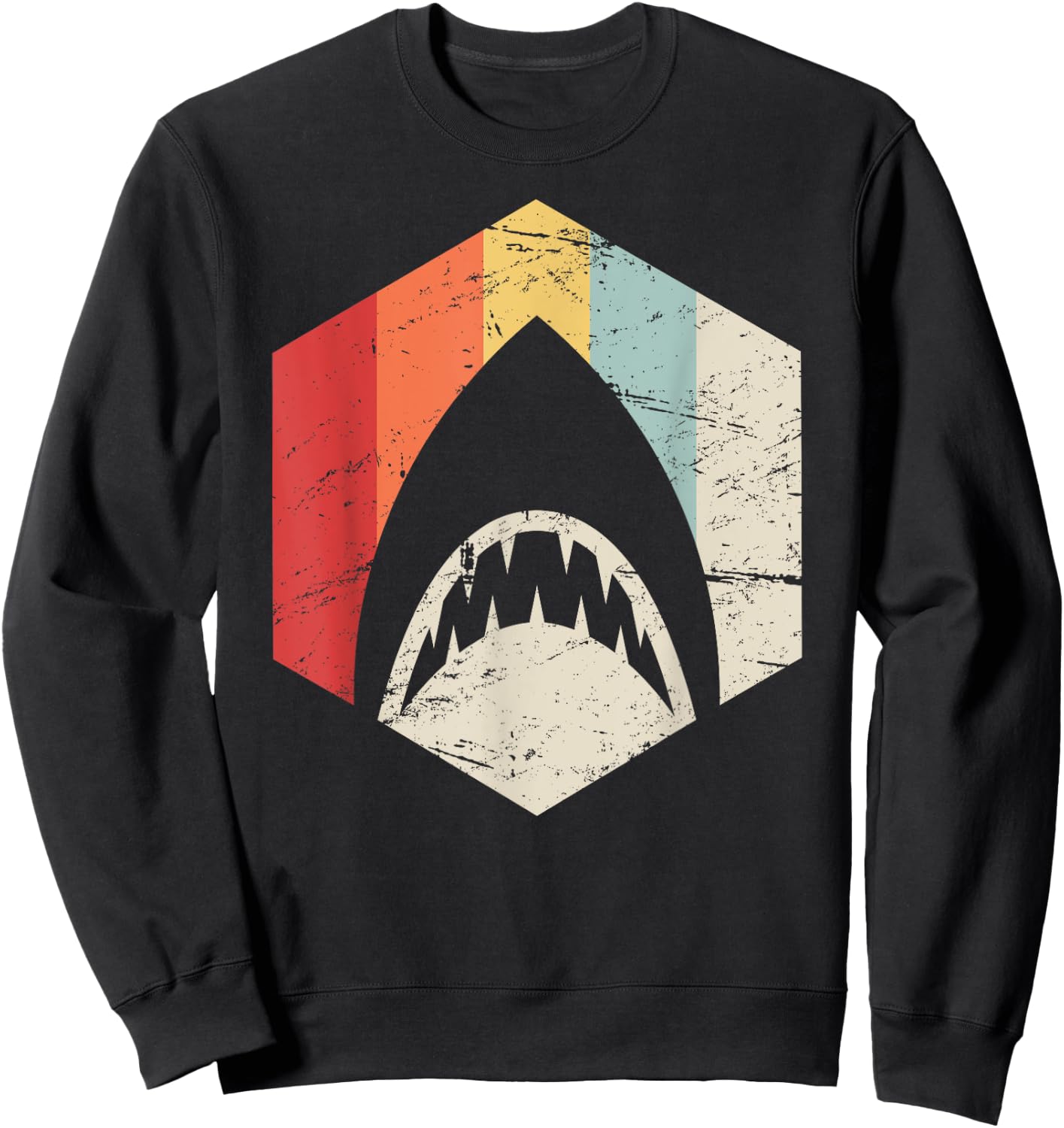 Retro Great White Shark Sweatshirt - Sweatshirt | Black