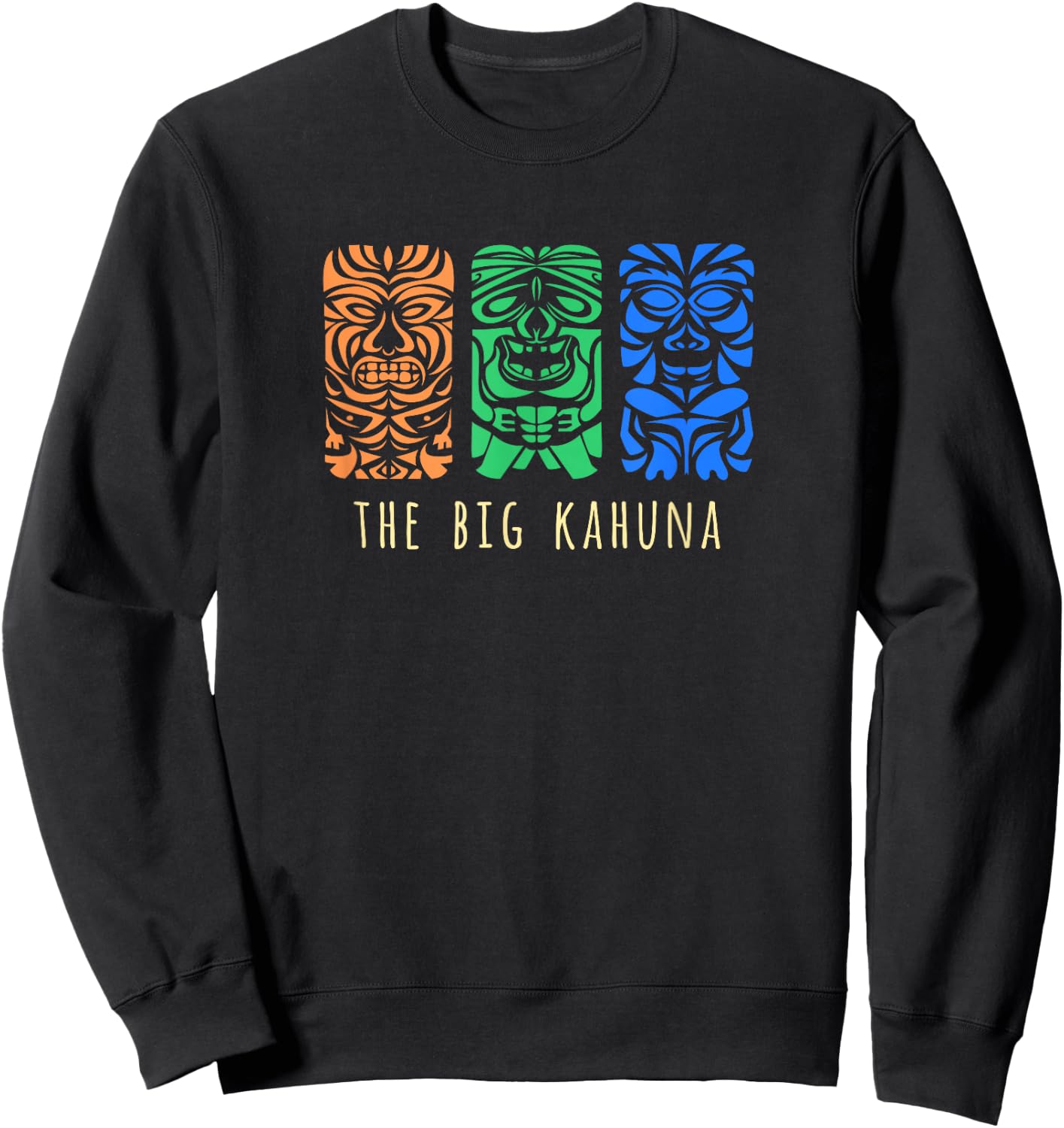 Hawaii Tiki Polynesian Big Kahuna Surfer Retro Hawaiian Sweatshirt - Sweatshirt | Black