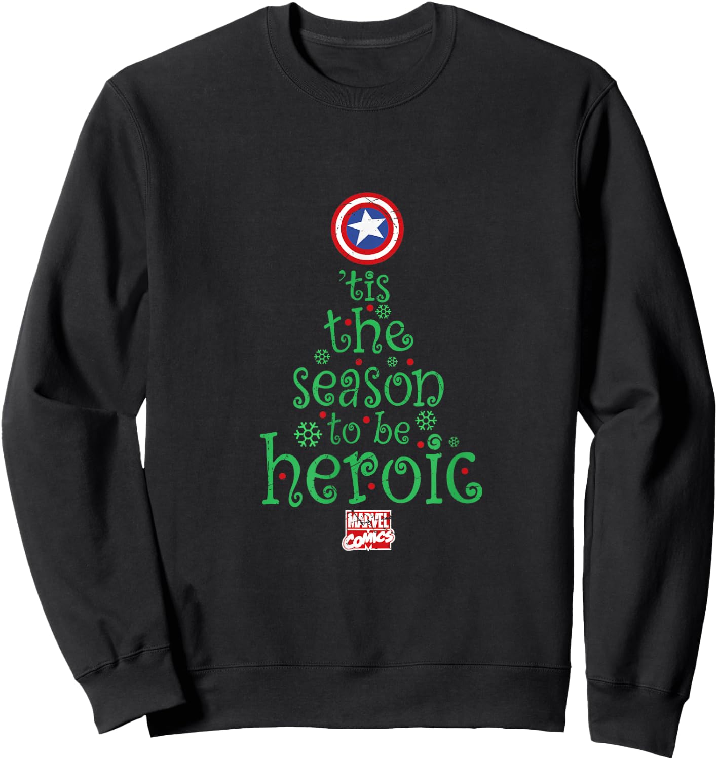 Marvel Captain America Heroic Holiday Tree Sweatshirt - Sweatshirt | Black