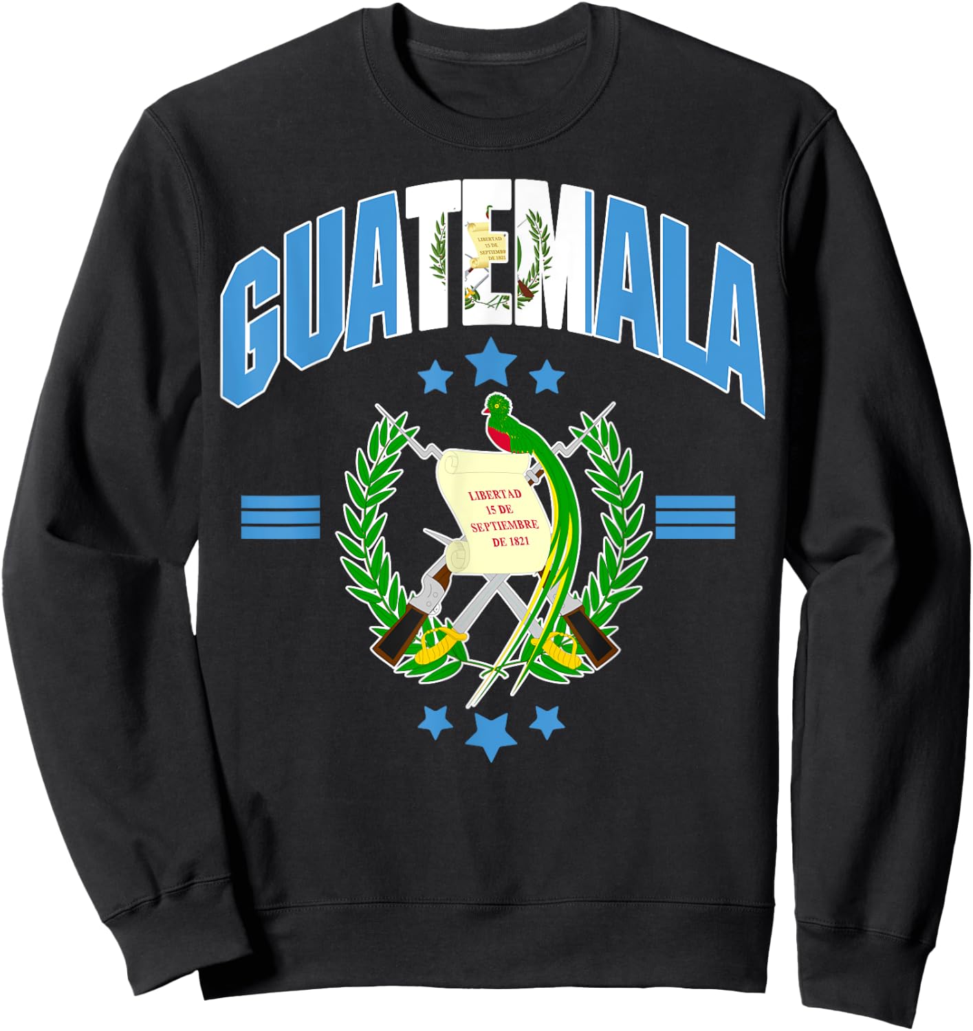 Love Guatemala With Guatemala Flag Quetzal Bird Emblem Sweatshirt - Sweatshirt | Black