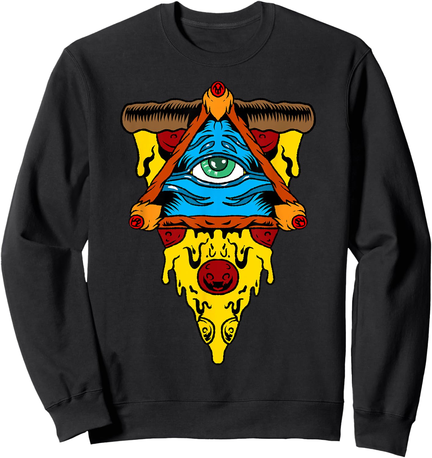 Pizza Illuminati Cool All Seeing Eye Conspiracy Gift Sweatshirt - Sweatshirt | Black