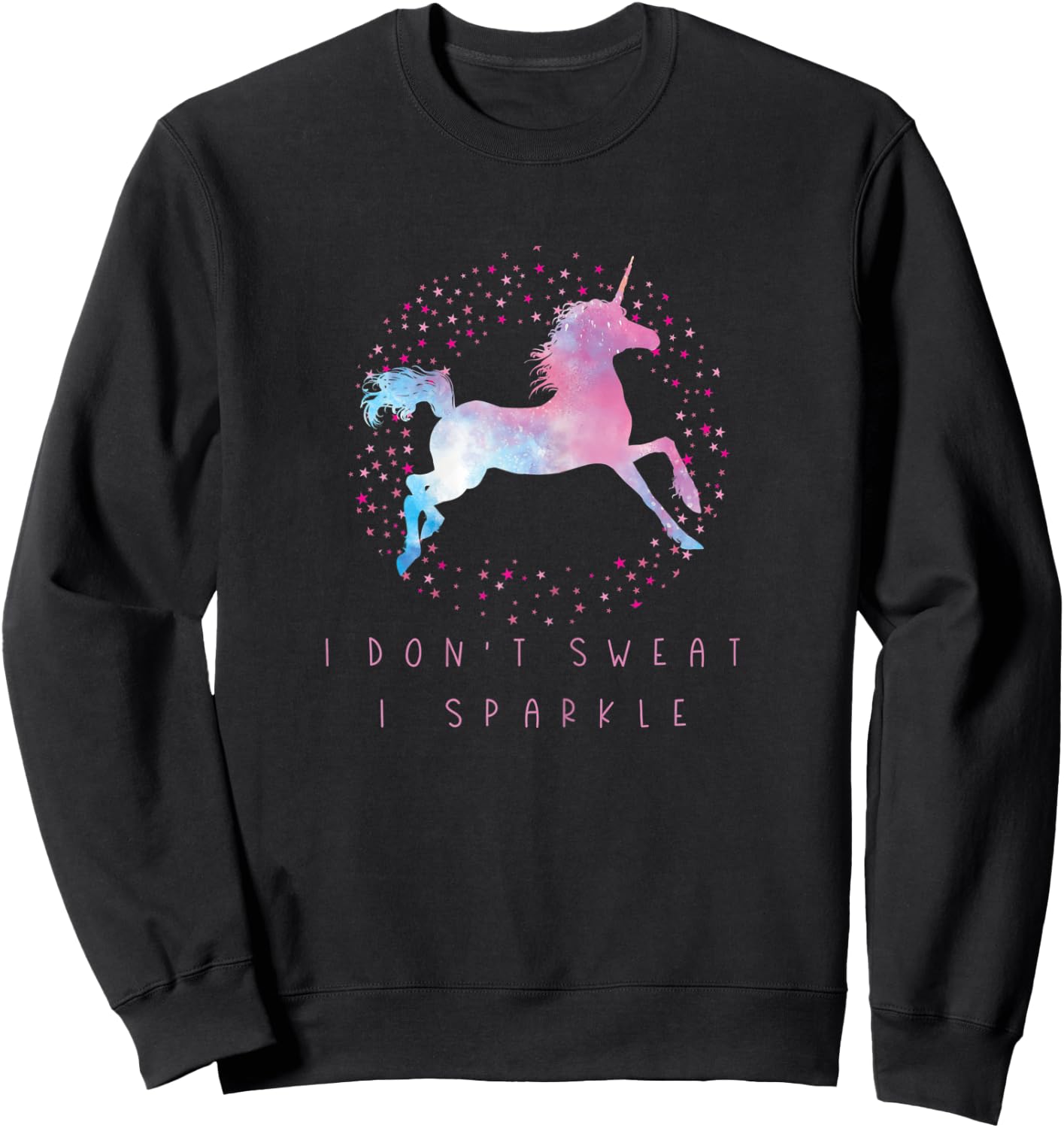 I Don't Sweat I Sparkle Unicorn Workout & Fitness Sweatshirt - Sweatshirt | Black