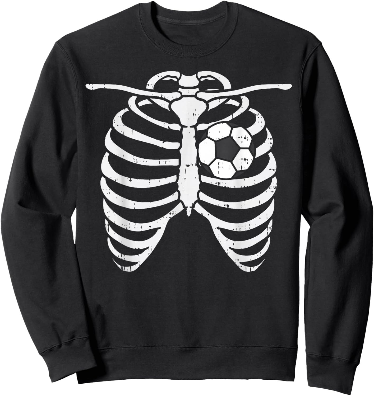 Soccer Heart Skeleton Ribs X-Ray Sport Halloween Costume Sweatshirt - Sweatshirt | Black