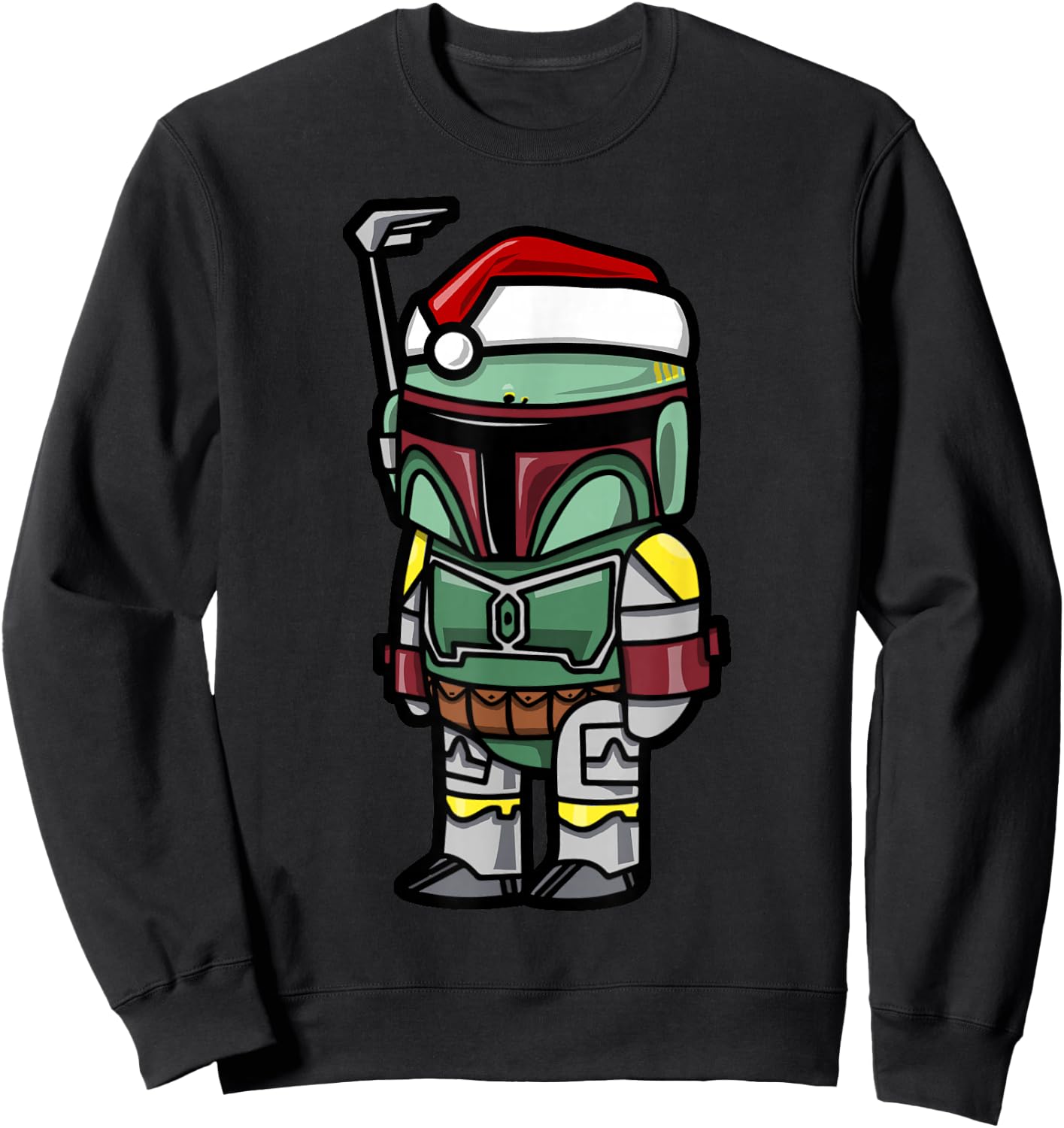 Star Wars Boba Fett Santa Hat Cartoon Christmas Sweatshirt - Sweatshirt | Black