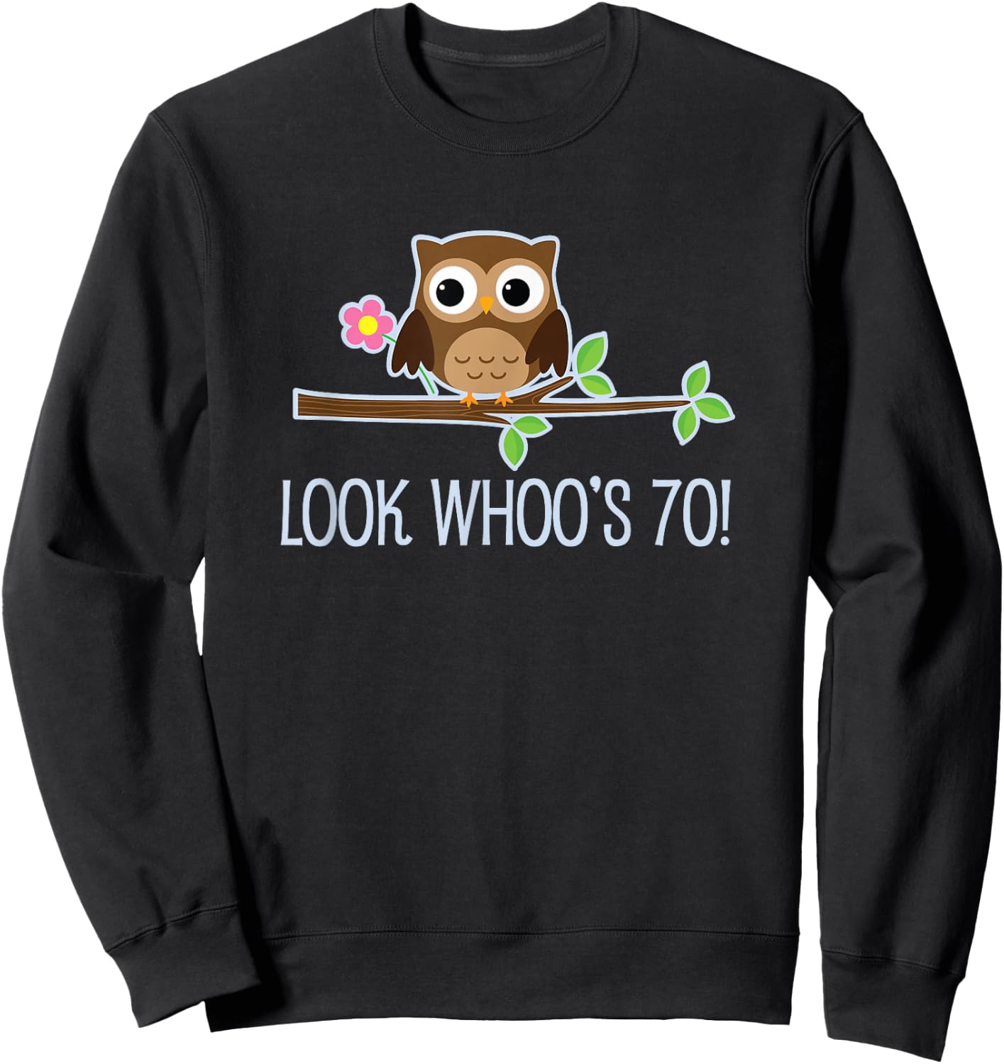 70th Birthday Party Look Whoos 70 Owl Sweatshirt - Sweatshirt | Black