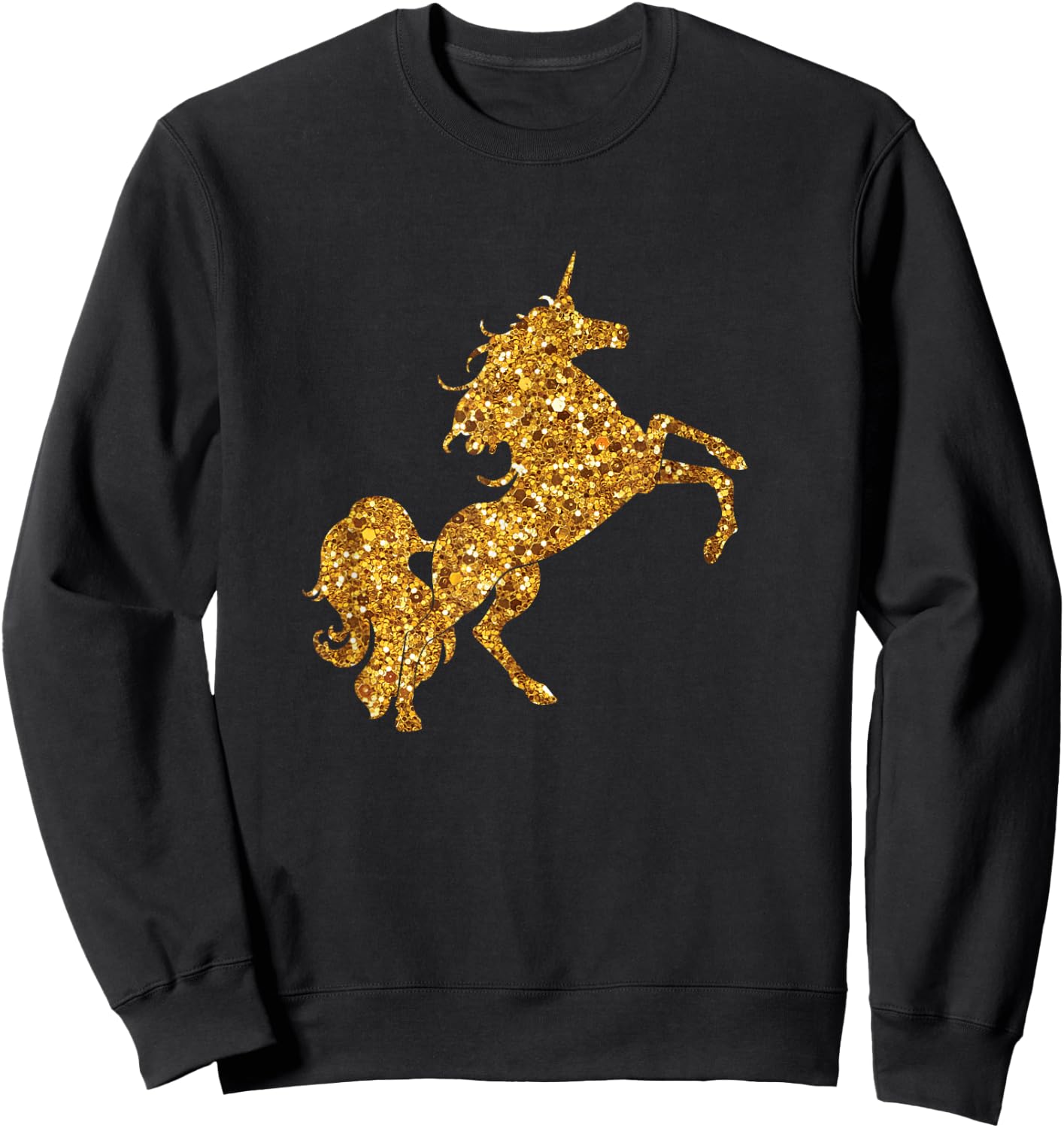 Gold Glitter Style Unicorn T Shirt Sweatshirt - Sweatshirt | Black
