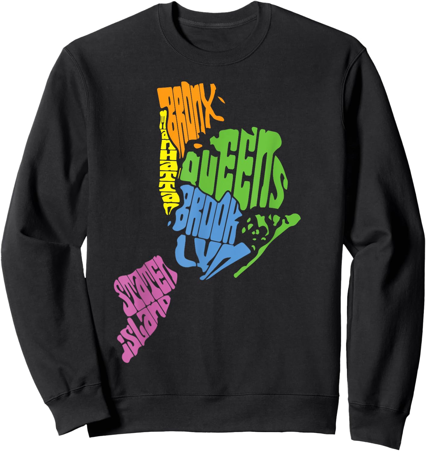 New York City Five Boroughs Map Retro Sweatshirt - Sweatshirt | Black