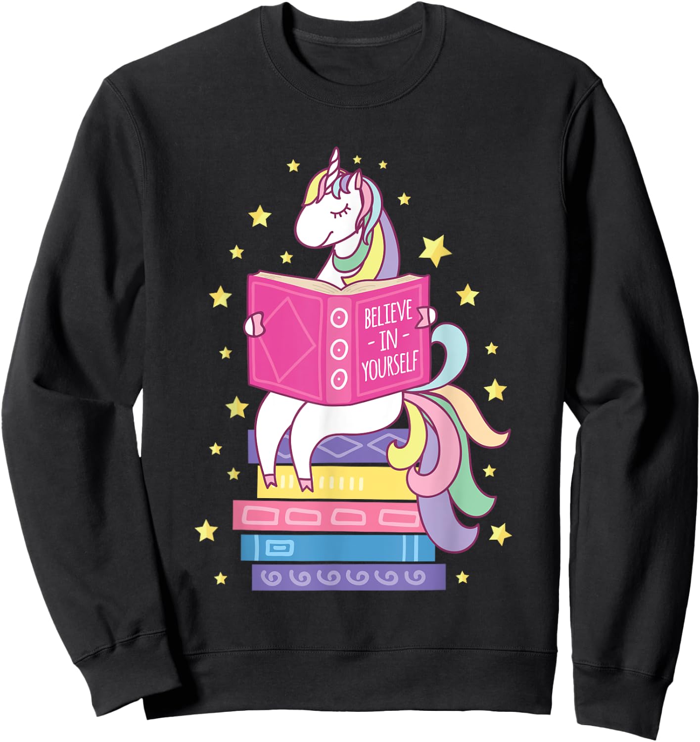 Reading Library Unicorn Read Books Lover Reader Gift Sweatshirt - Sweatshirt | Black