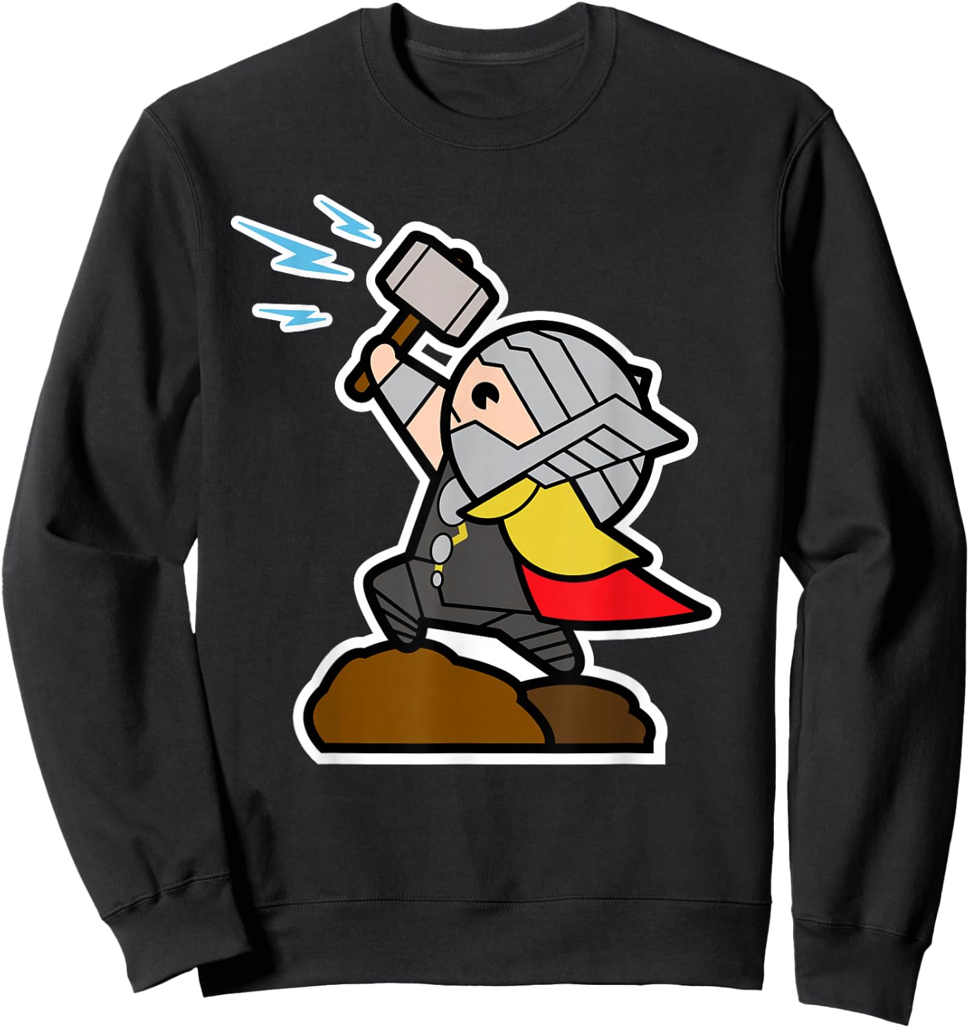 Marvel Thor Mjolnir Hammer Cute Kawaii Graphic Sweatshirt - Sweatshirt | Black