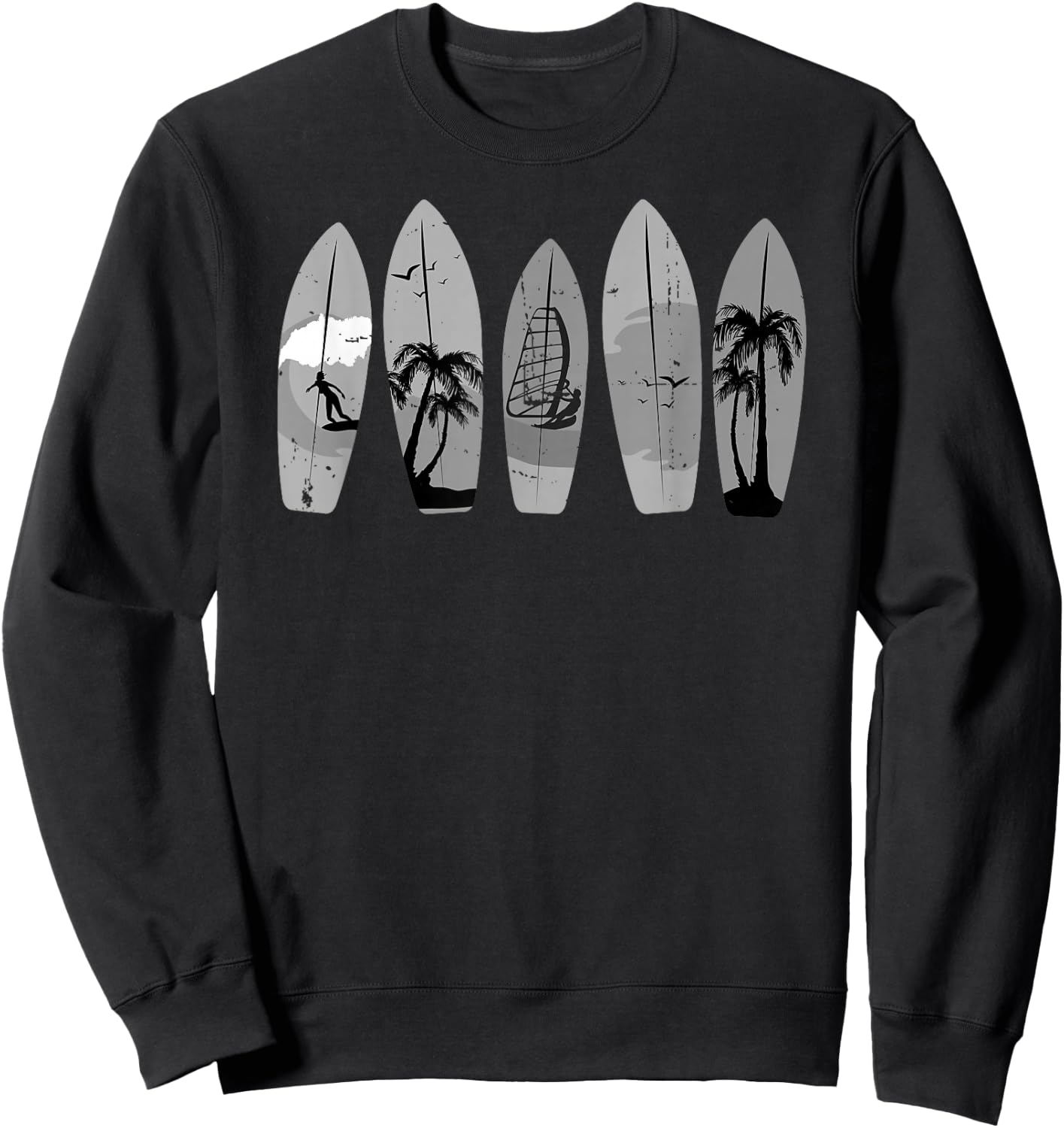 Surfing Surfboard Vintage Classic Retro Surfboarder Surfer Sweatshirt - Sweatshirt | Black