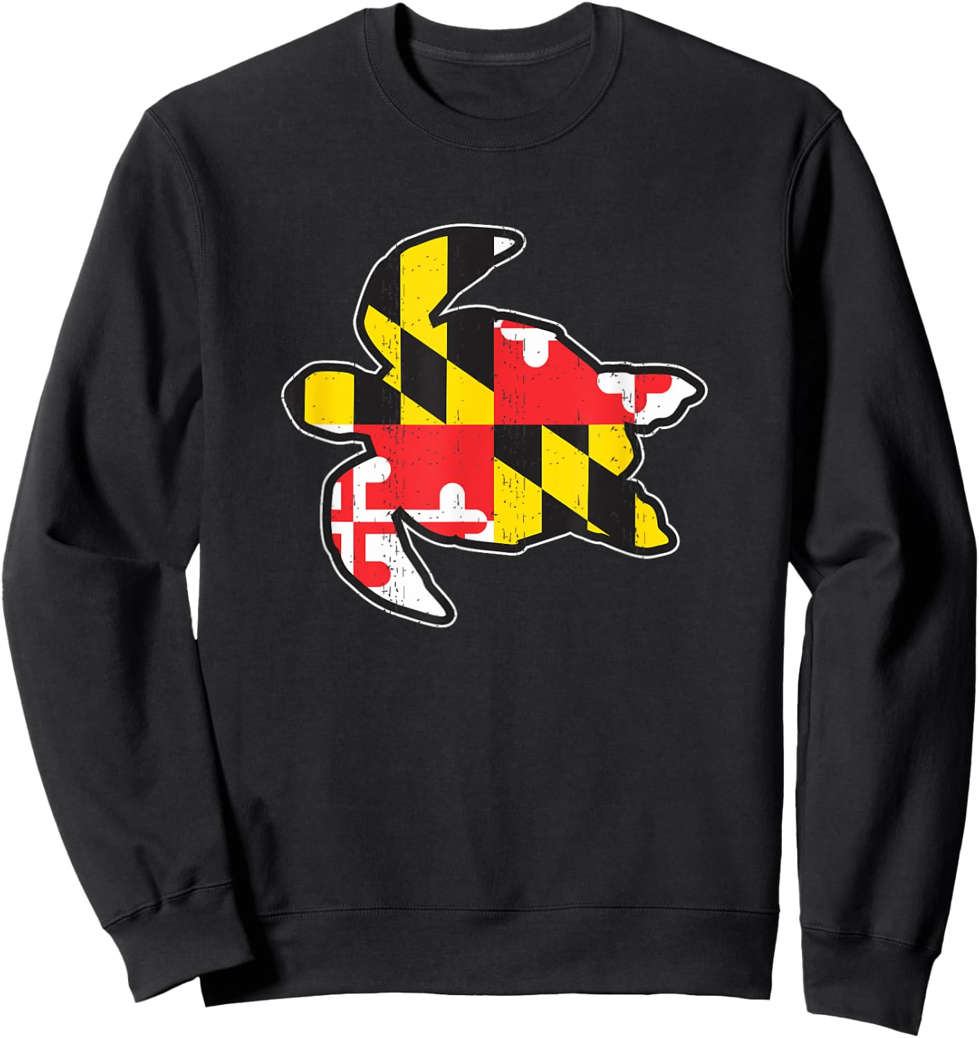 Maryland State Flag Turtle Shirt Funny reptile Sweatshirt - Sweatshirt | Black