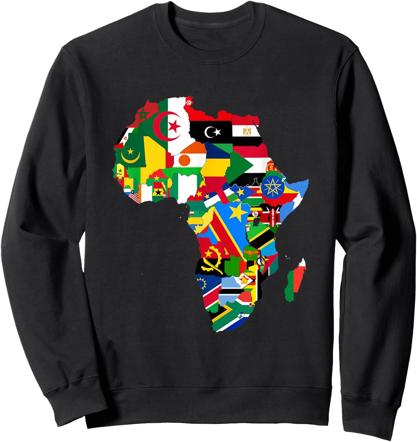 African Pride - Ethnic Map of Africa with Flags Sweatshirt - Sweatshirt | Black