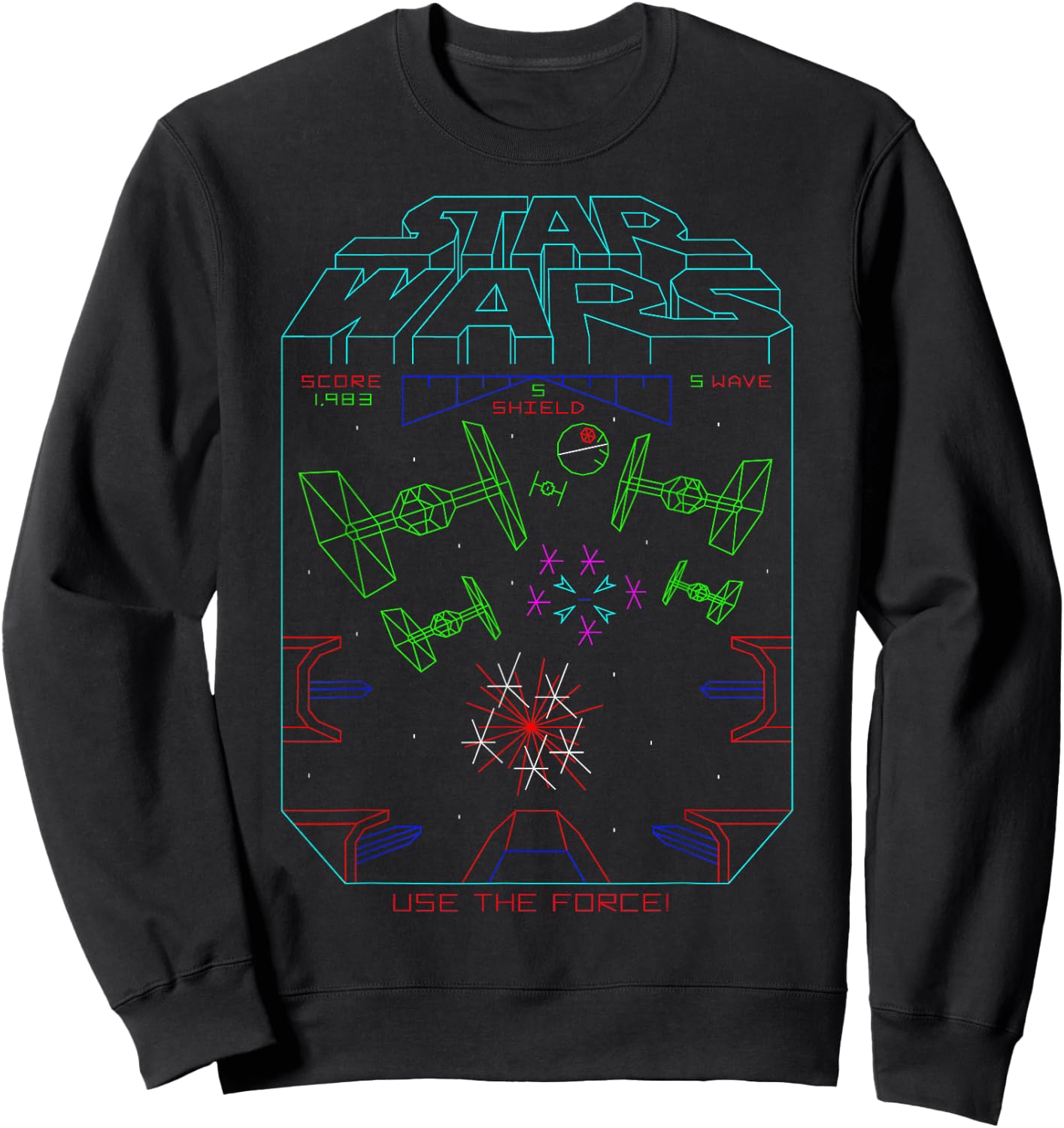 Star Wars Space Fight Vintage Arcade Graphic Sweatshirt - Sweatshirt | Black