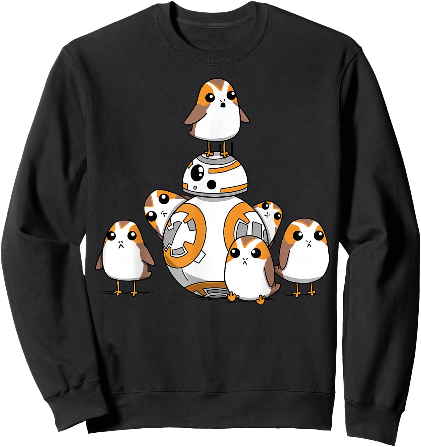 Star Wars Porgs Having Fun With BB-8 Portrait Sweatshirt - Sweatshirt | Black
