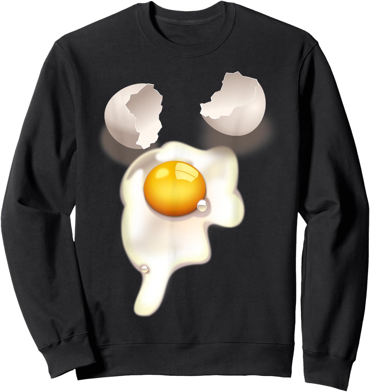 Graphic No Words Cracked Fried Egg Sweatshirt - Sweatshirt | Black