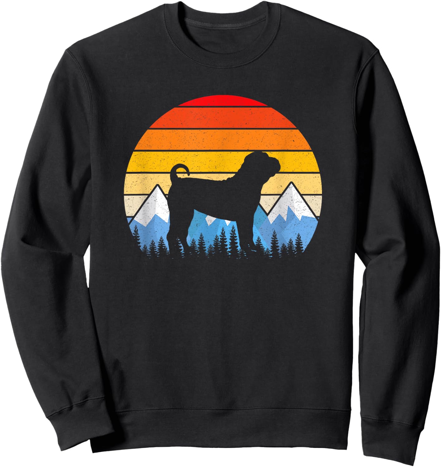 Vintage Retro Chinese Shar-Pei T Shirt Chinese Shar-Pei Gift Sweatshirt - Sweatshirt | Black