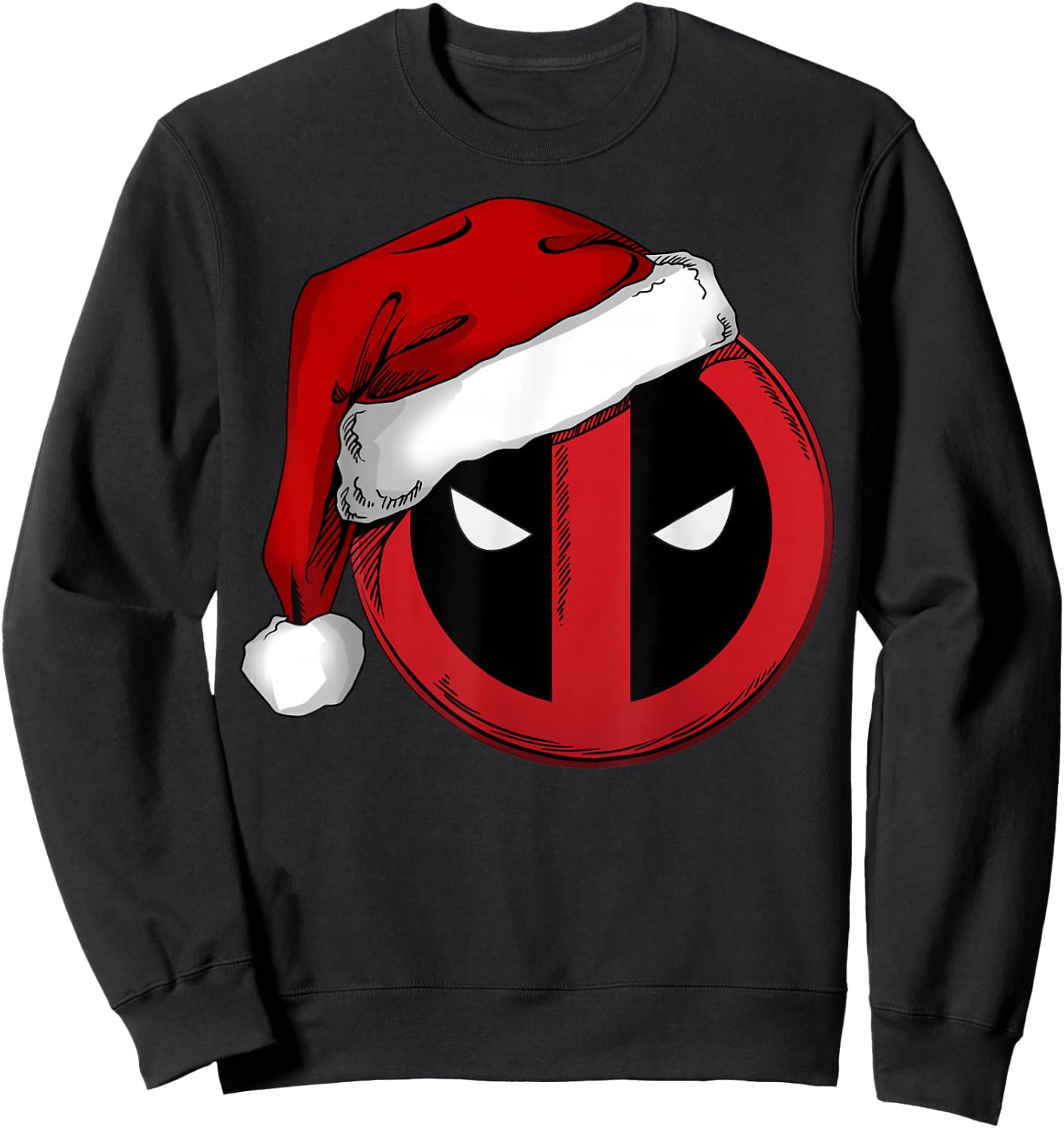 Marvel Deadpool Icon Santa Hat Christmas Graphic Sweatshirt - Sweatshirt | Black