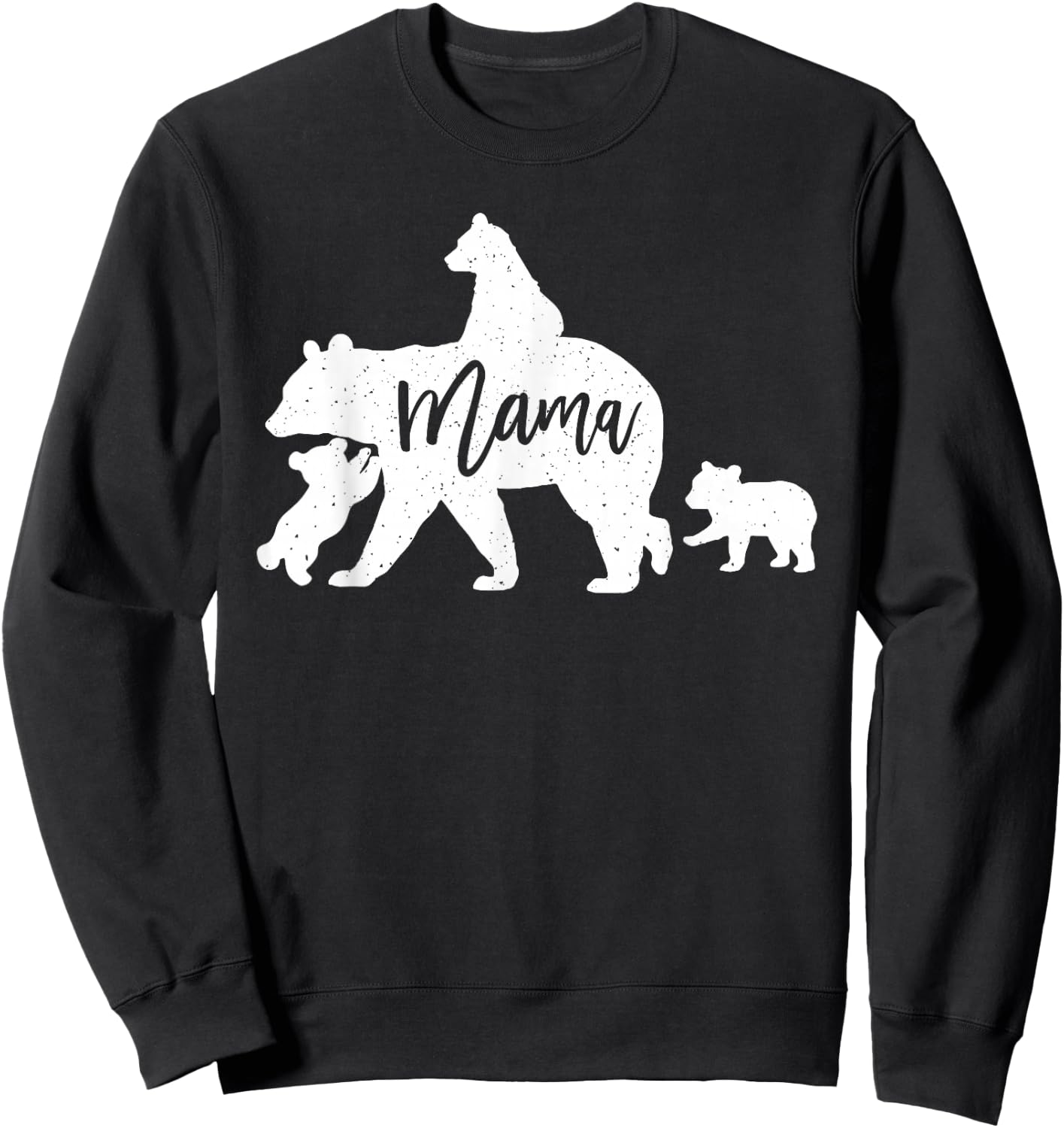Mama Bear 3 Baby Bear Cubs Following Riding on Back Sweatshirt - Sweatshirt | Black