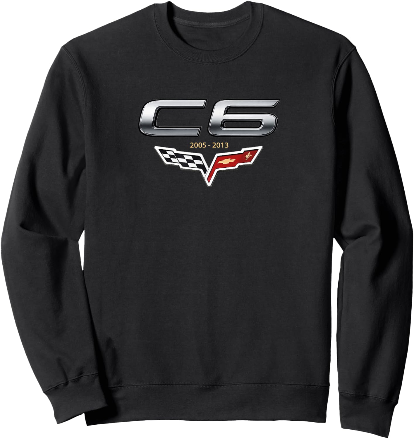 Classic C6 V Flags Emblem 2005-2013 Sports CAR Flags Badge Sweatshirt - Sweatshirt | Black