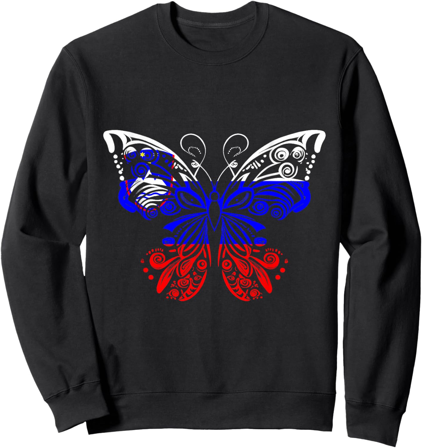 Slovenian Pride Slovenian Roots Butterfly Slovenia Flag Sweatshirt - Sweatshirt | Black