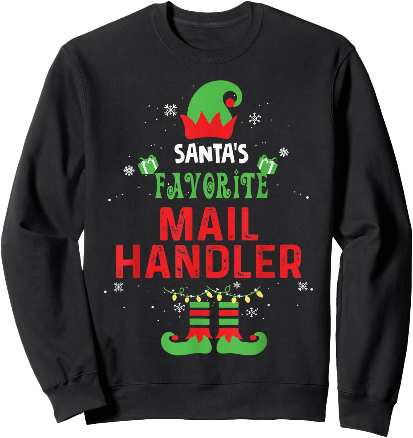 Santa's Favorite Mail Handler Funny Family Xmas Sweatshirt - Sweatshirt | Black