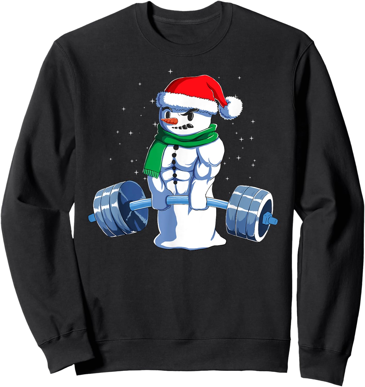 Kreuzheben Geschenk Adults Fitness Enthusiasts Black Cotton Blend , Small, Short Sleeve, , Classic Fit, Christmas, Gym, Snowman Weightlifting Weight Lifting Sweatshirt - Sweatshirt | Black