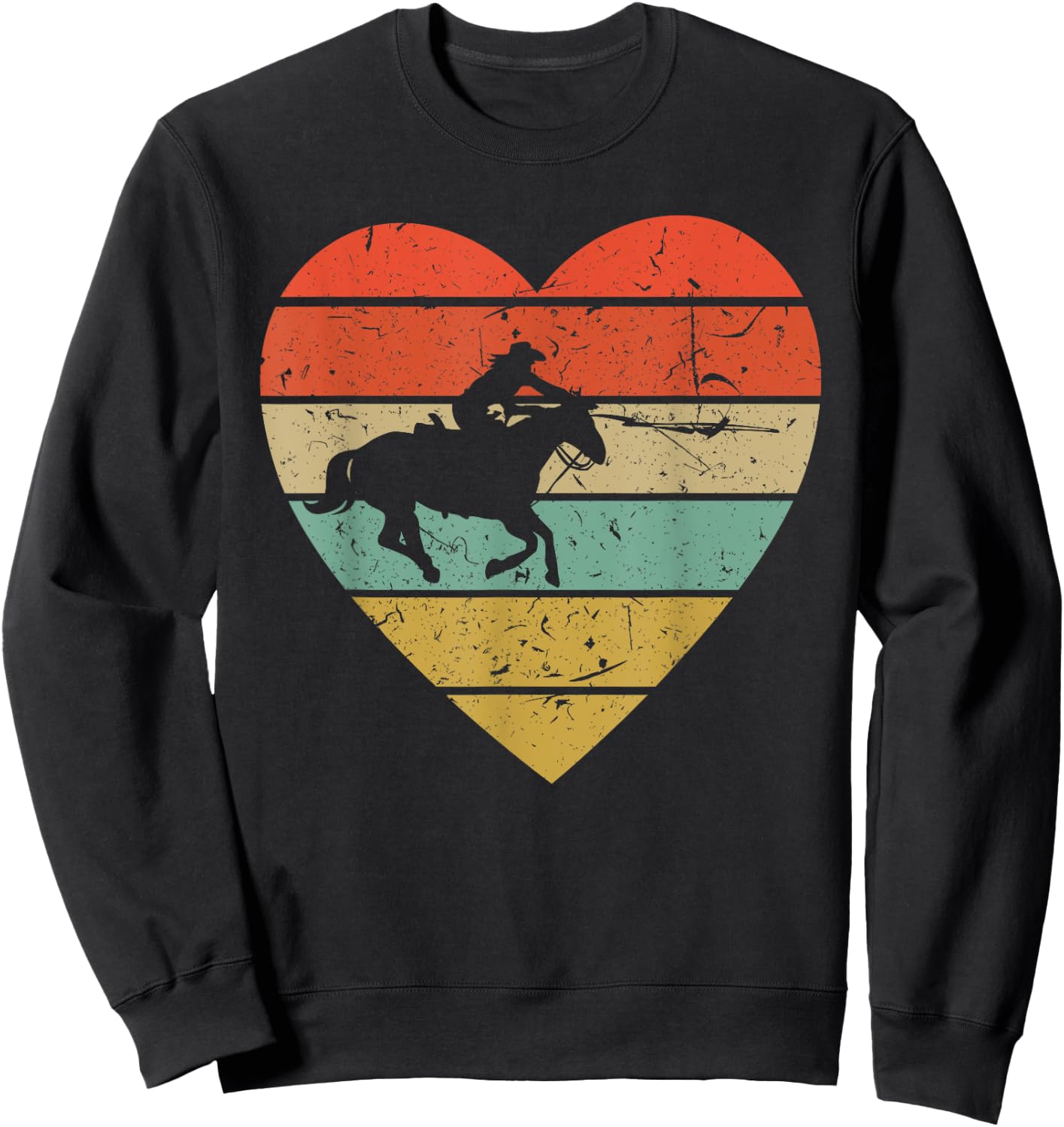 Roping Vintage Design Retro Horse Calf Roper Heart Sport Fan Sweatshirt - Sweatshirt | Black