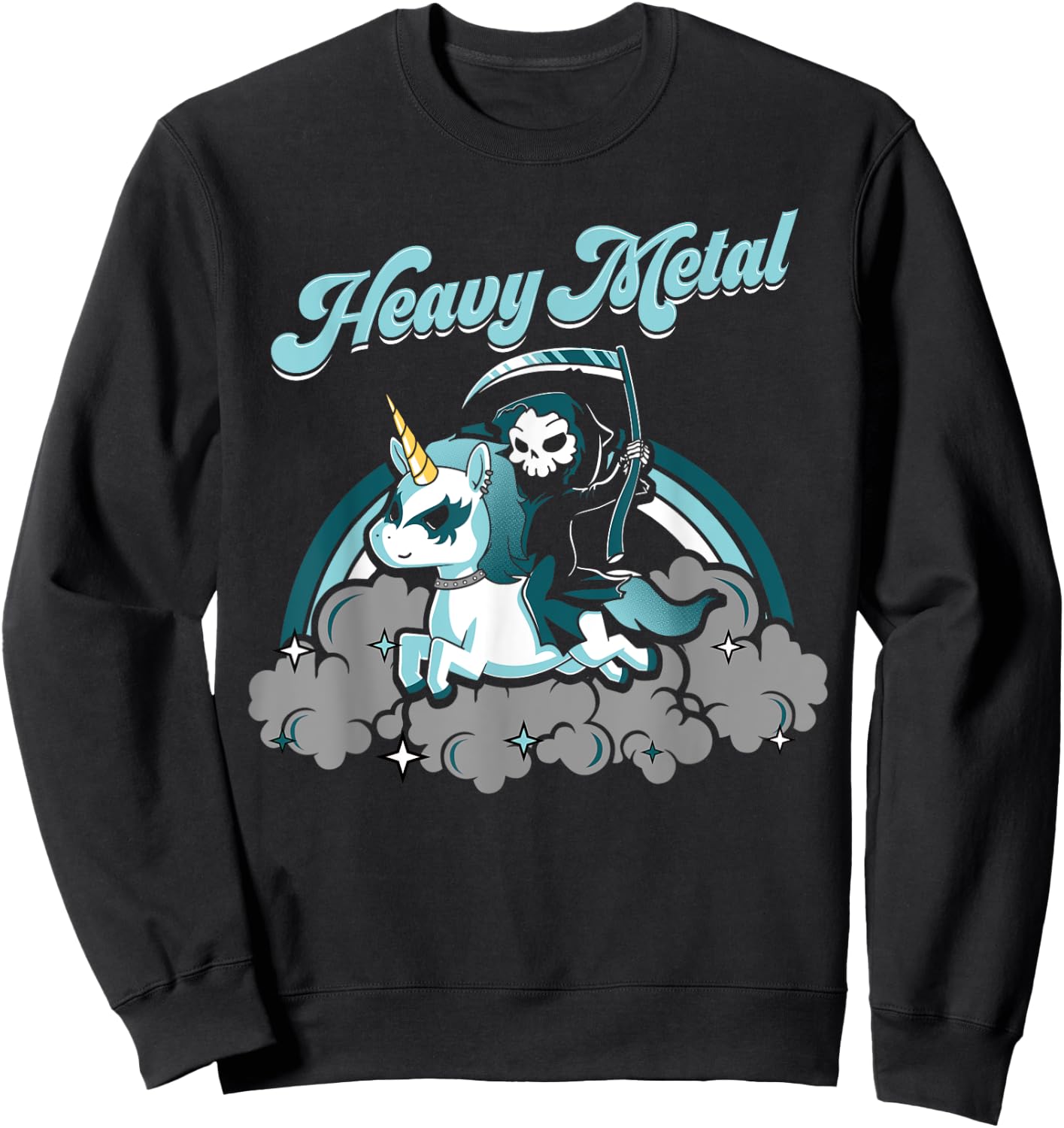 Unicorn Death Metal Heavy Metal Rocker Go To Hell Shirt Sweatshirt - Sweatshirt | Black