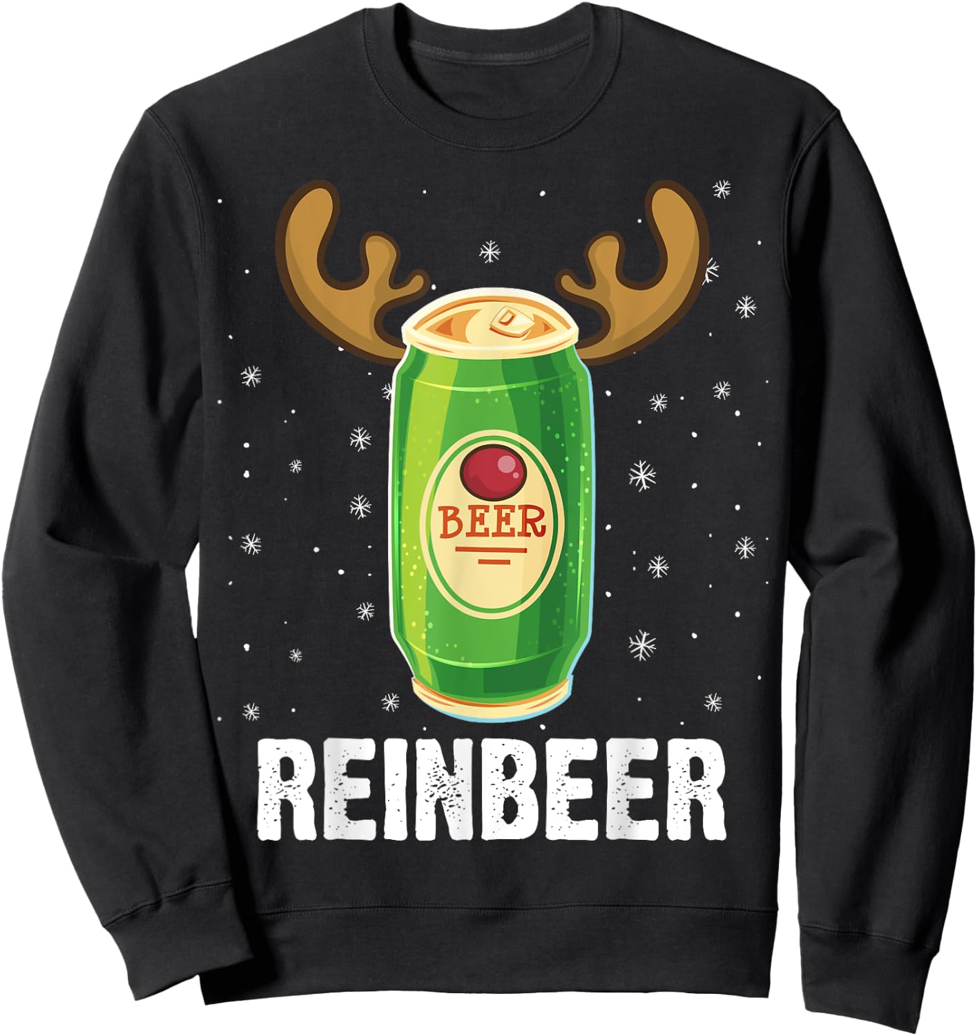 Funny Christmas Reindeer Beer Pun Xmas Sweatshirt - Sweatshirt | Black