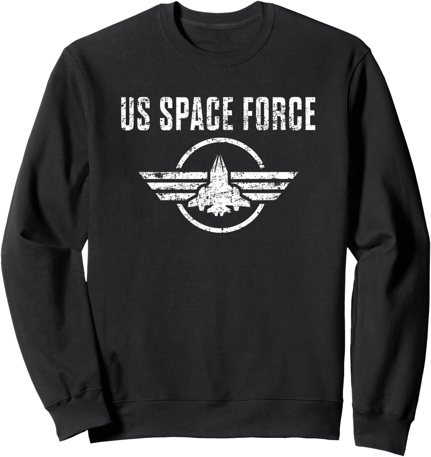 Space Force Shirt USA Armed Forces Distressed Sweatshirt - Sweatshirt | Black