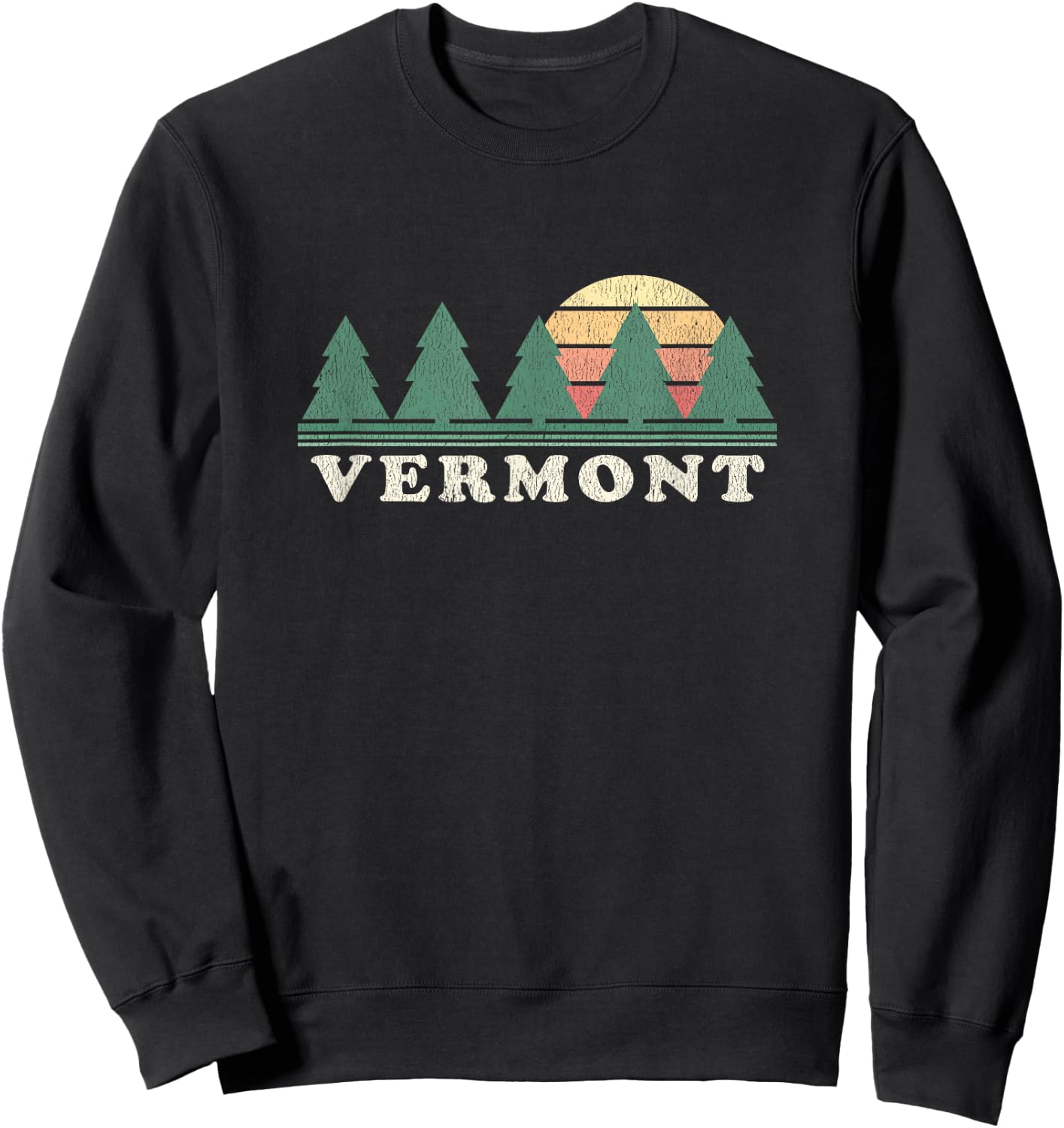Vermont VT Vintage Retro 70s Design Sweatshirt - Sweatshirt | Black