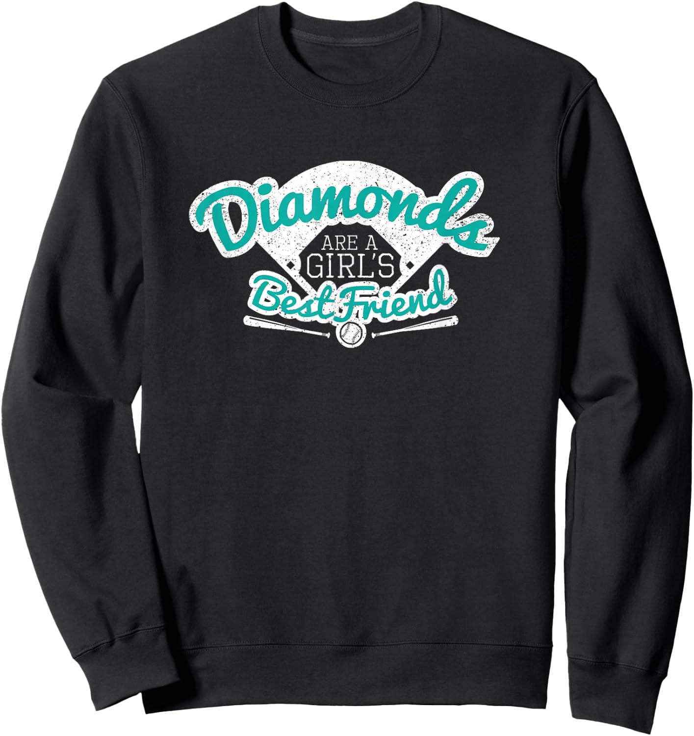Softball Diamonds are a Girl's Best Friend shirt gift teal Sweatshirt - Sweatshirt | Black