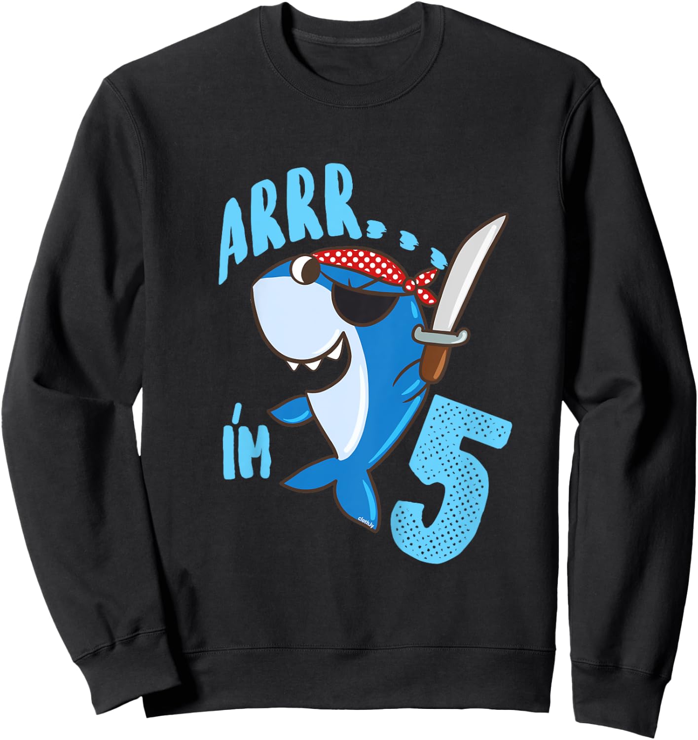 Kids 5th Birthday Gift Boys Shark Pirate 5 Years Sweatshirt - Sweatshirt | Black