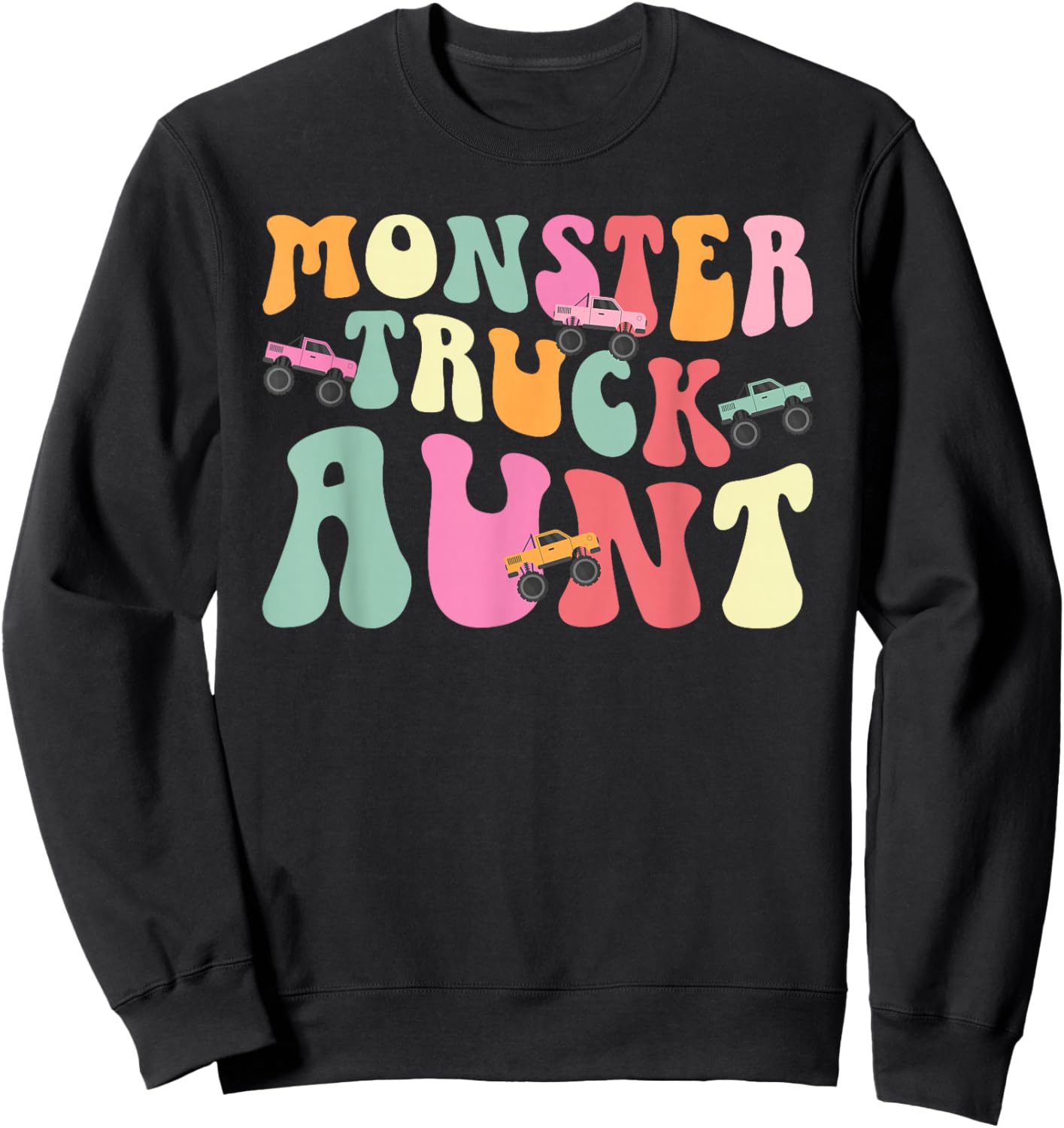Monster Truck Aunt Groovy Monster Truck Auntie Sweatshirt - Sweatshirt | Black