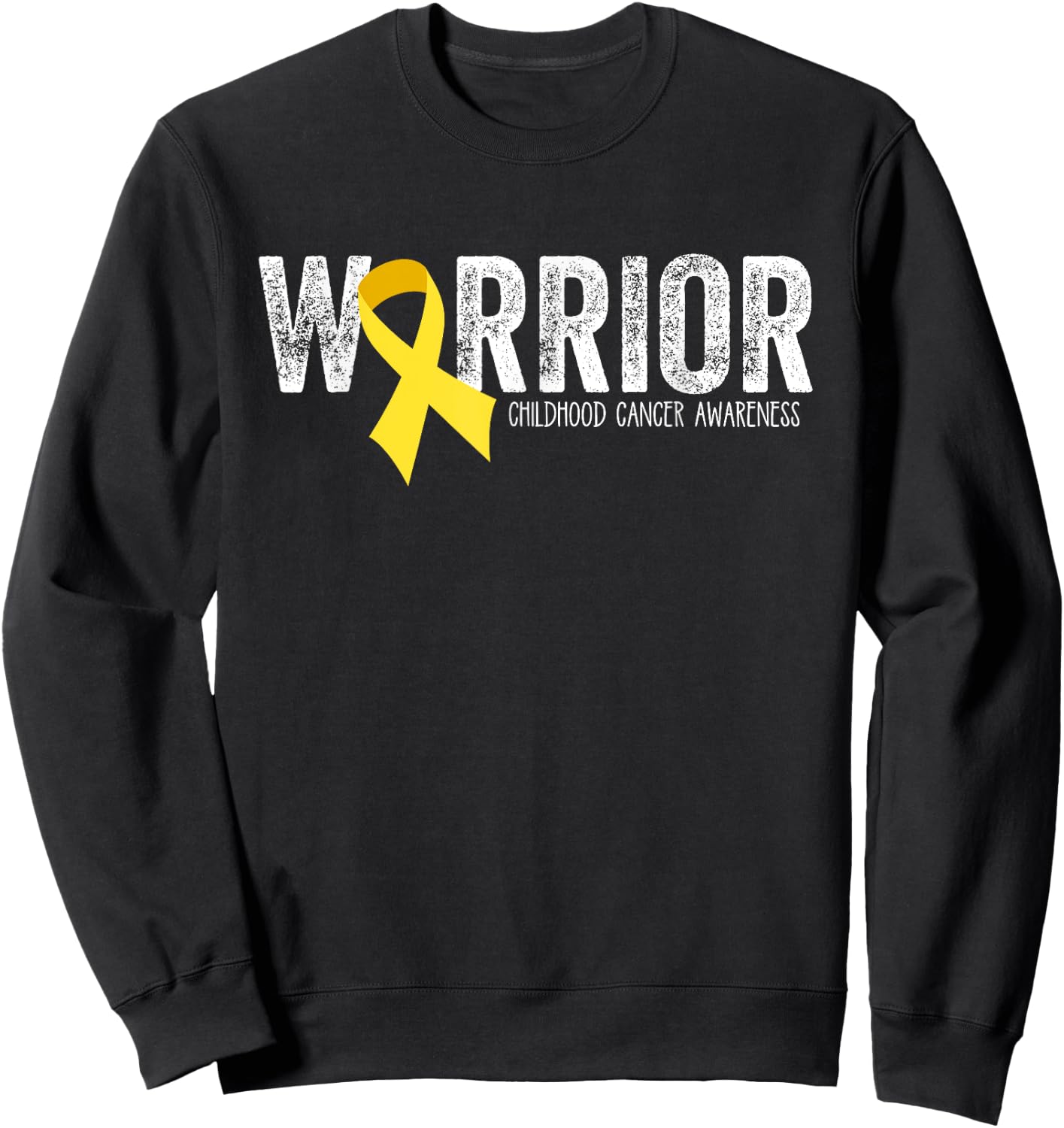 Warrior Childhood Cancer Awareness Ribbon Child Kids Sweatshirt - Sweatshirt | Black