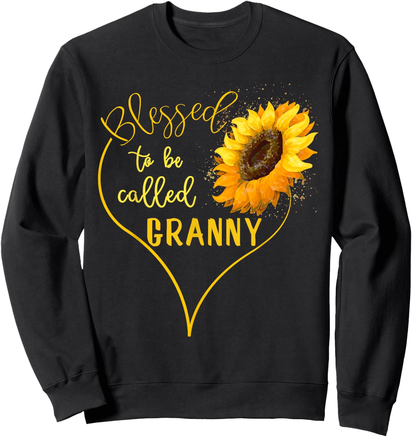 Sunflower Heart Blessed To Be Called Granny Sweatshirt - Sweatshirt | Black