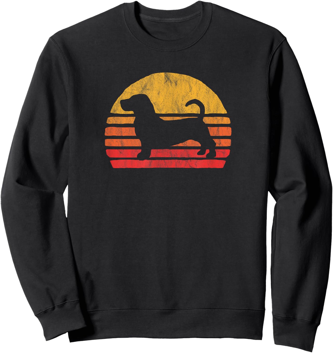 Retro Bassett Hound Sun - Vintage Dog Breed Design Women Kids Sweatshirt - Sweatshirt | Black