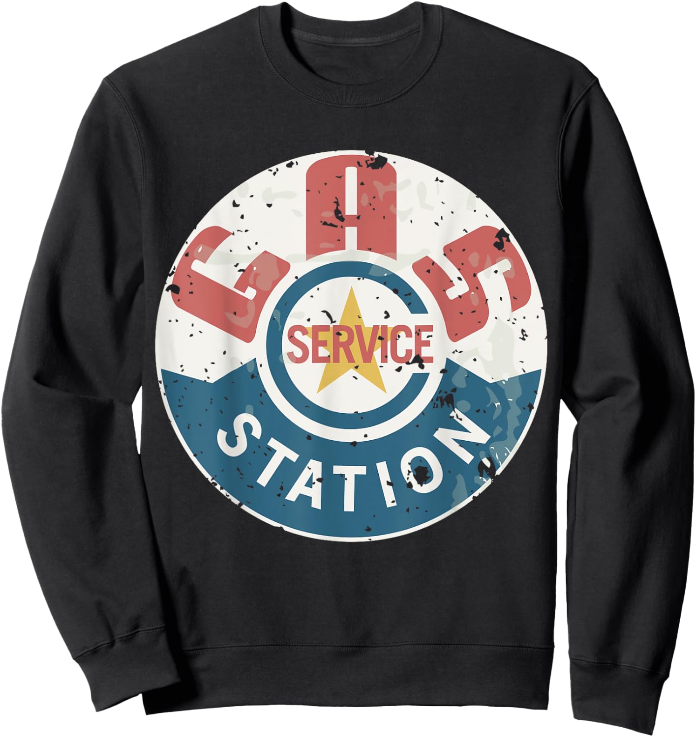 Vintage Gas Station (distressed shirts women & men) Sweatshirt - Sweatshirt | Black