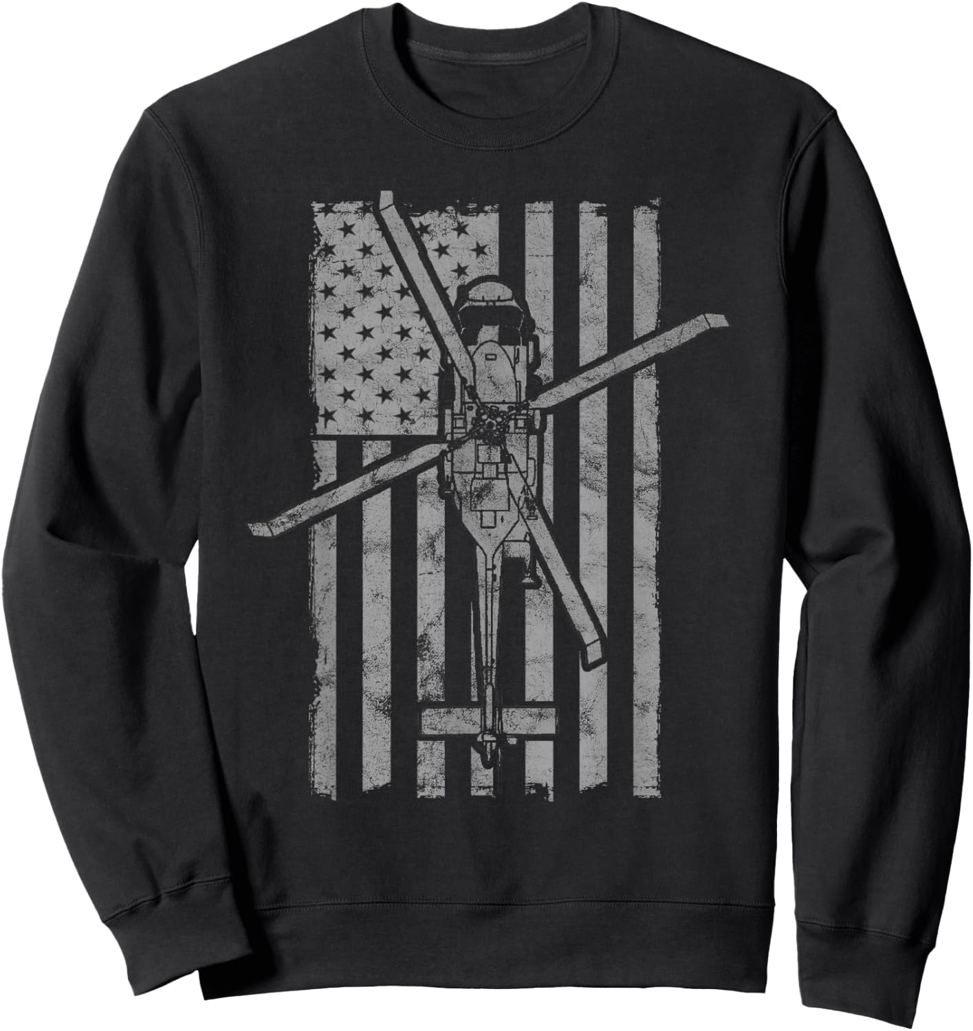 SH-60 Sea Hawk Military Helicopter Vintage Flag Sweatshirt - Sweatshirt | Black